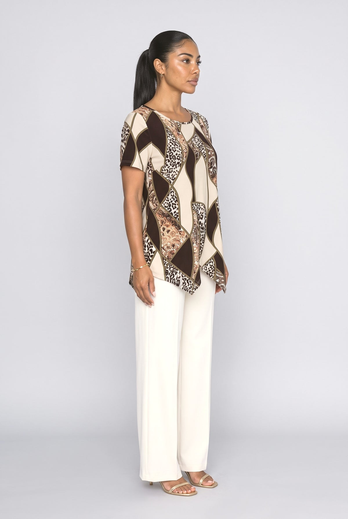 Leopard Asymmetric Blouse, back view