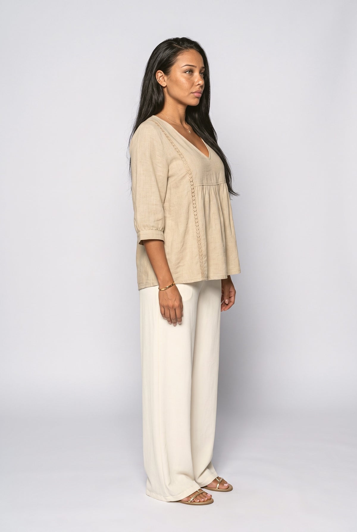 Lace V-Neck Blouse, back view