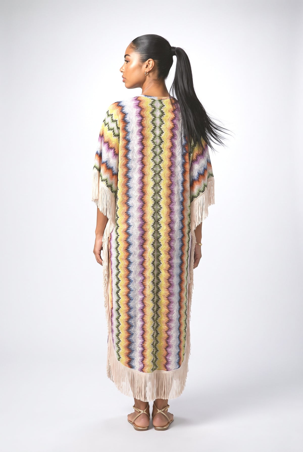 Multicolor Fringe Maxi Dress, back view