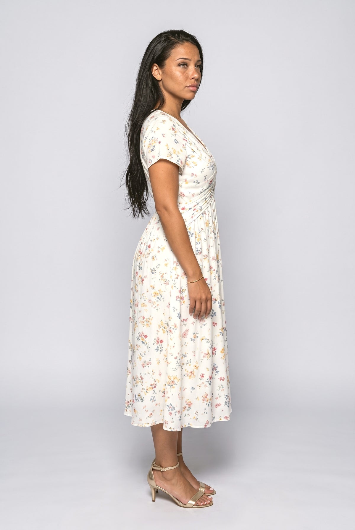 V-Neck Floral Midi Dress, back view
