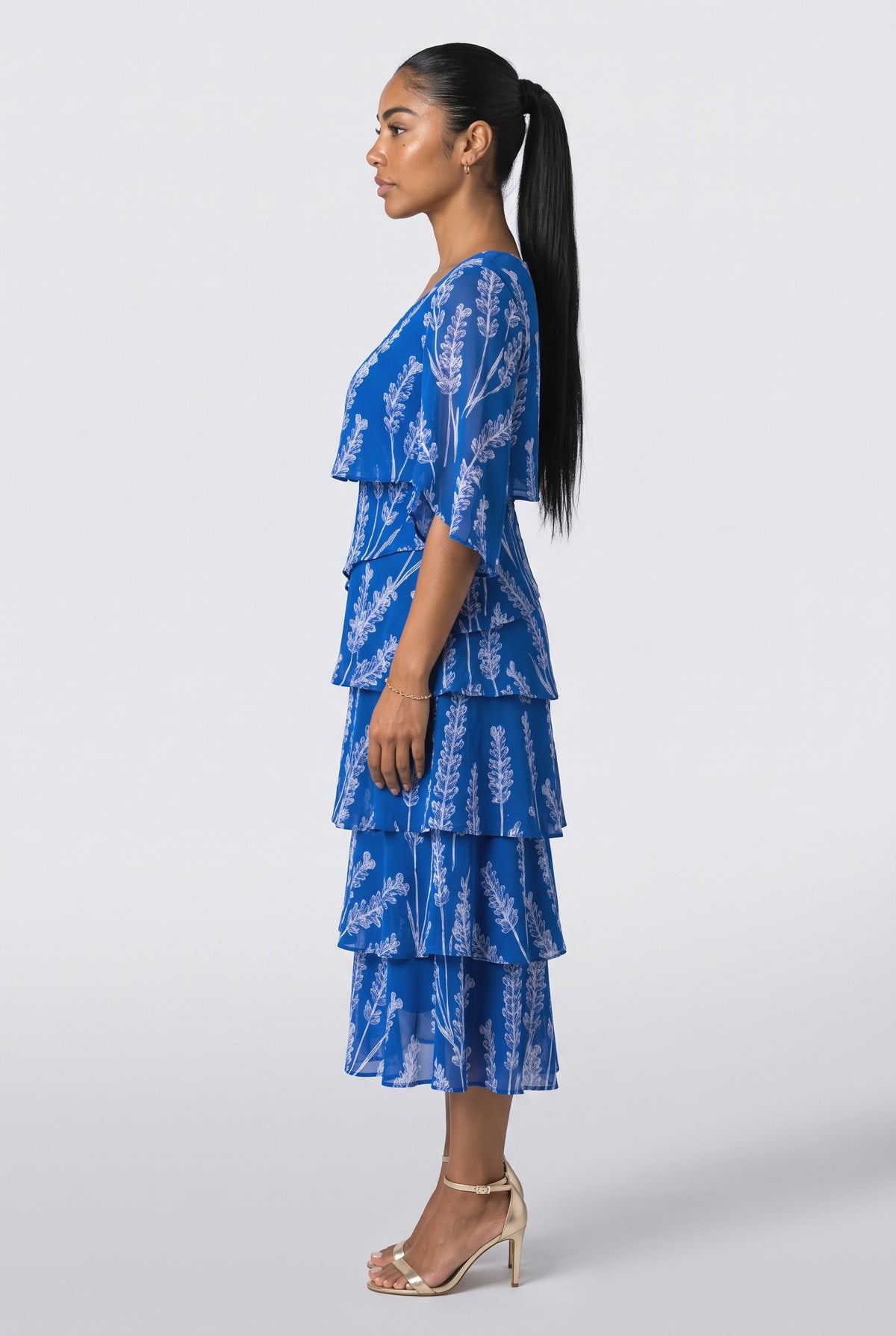 Floral Tiered Midi Dress, back view
