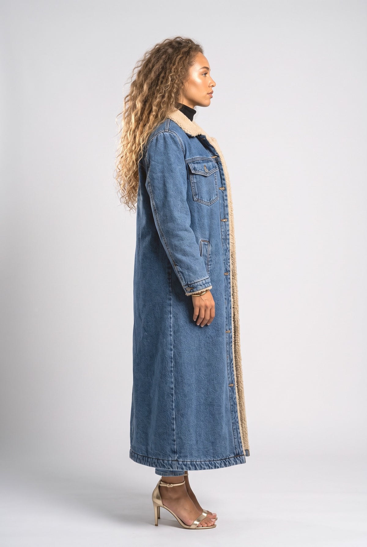 Denim Winter Coat, back view