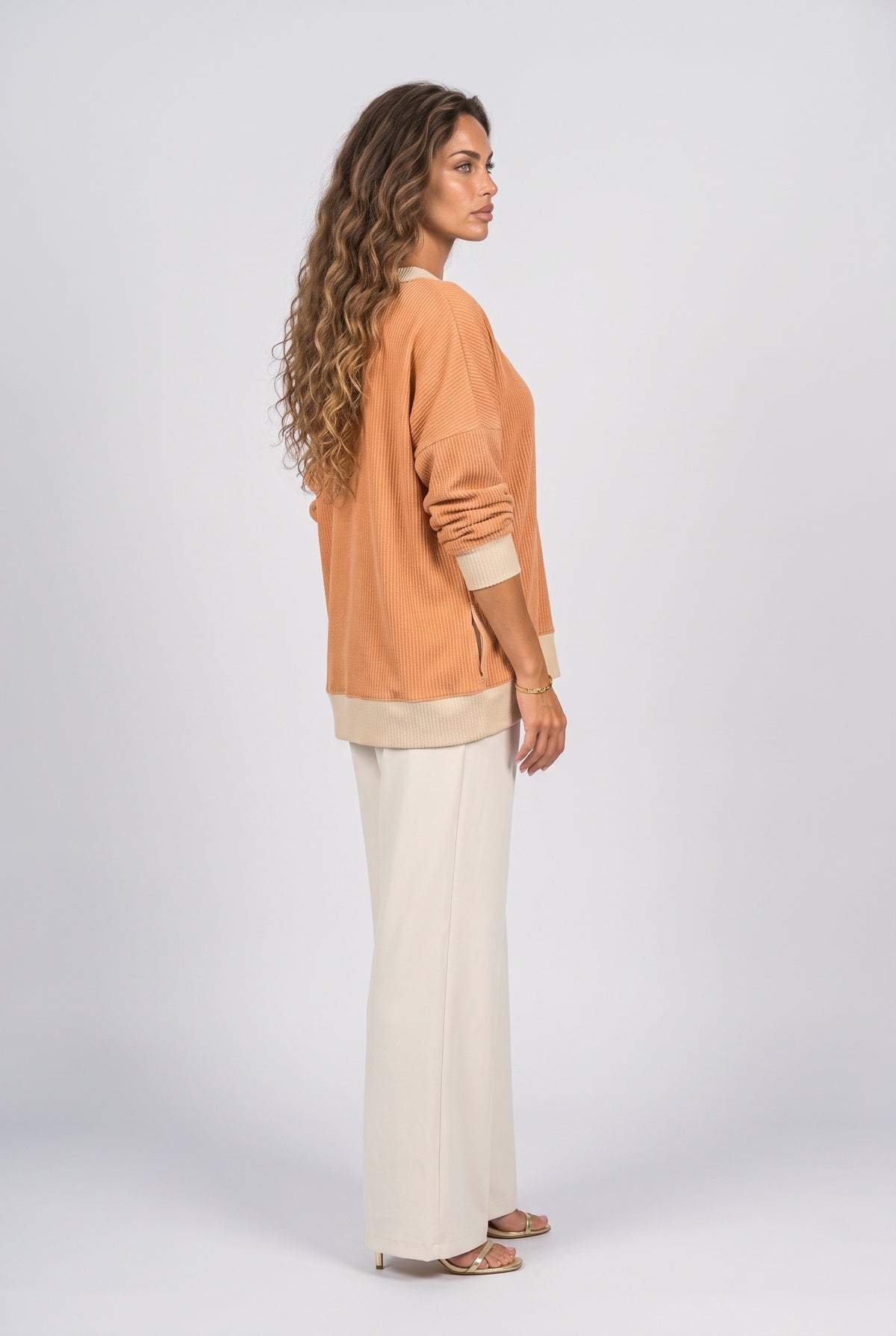 Colorblock Pullover Sweater, back view