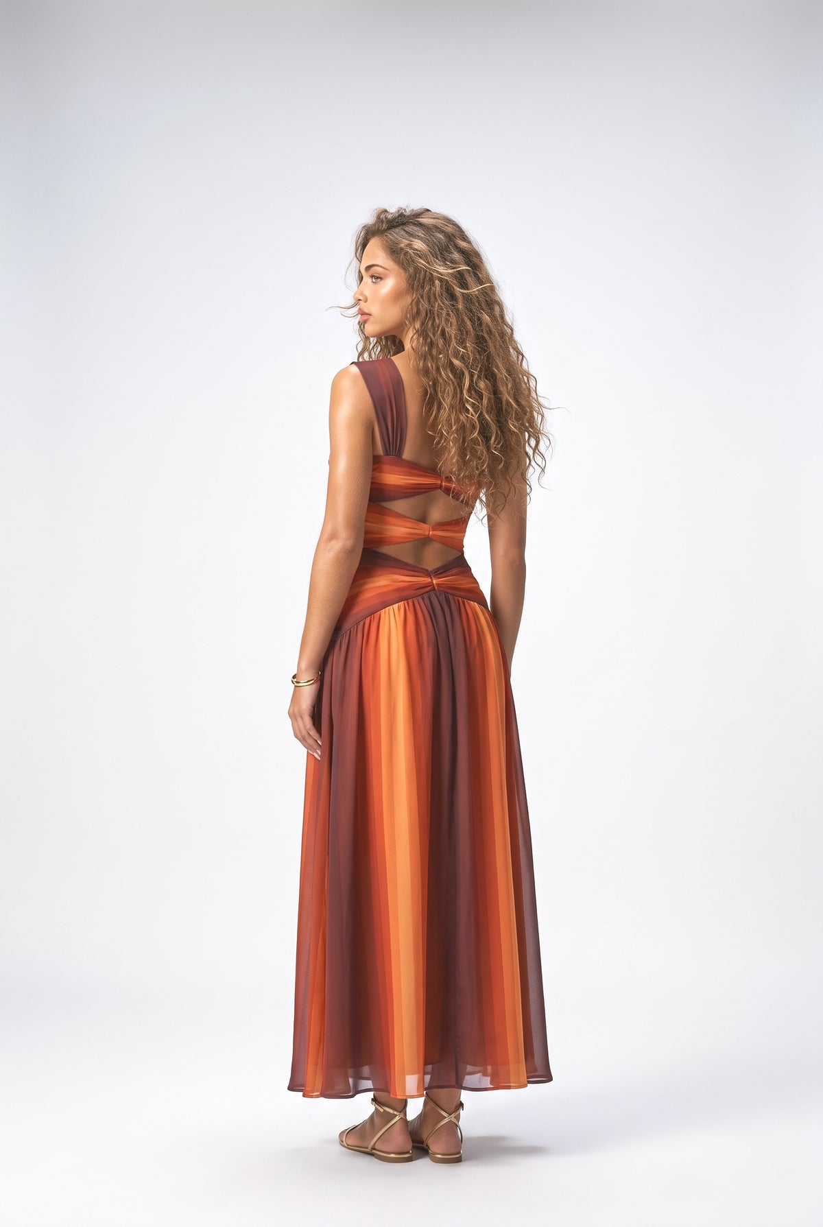 Orange Maxi Dress, back view