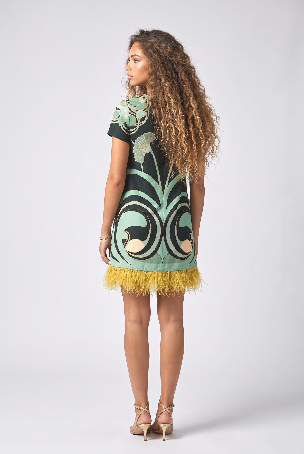 Botanical Print Mini Dress, back view