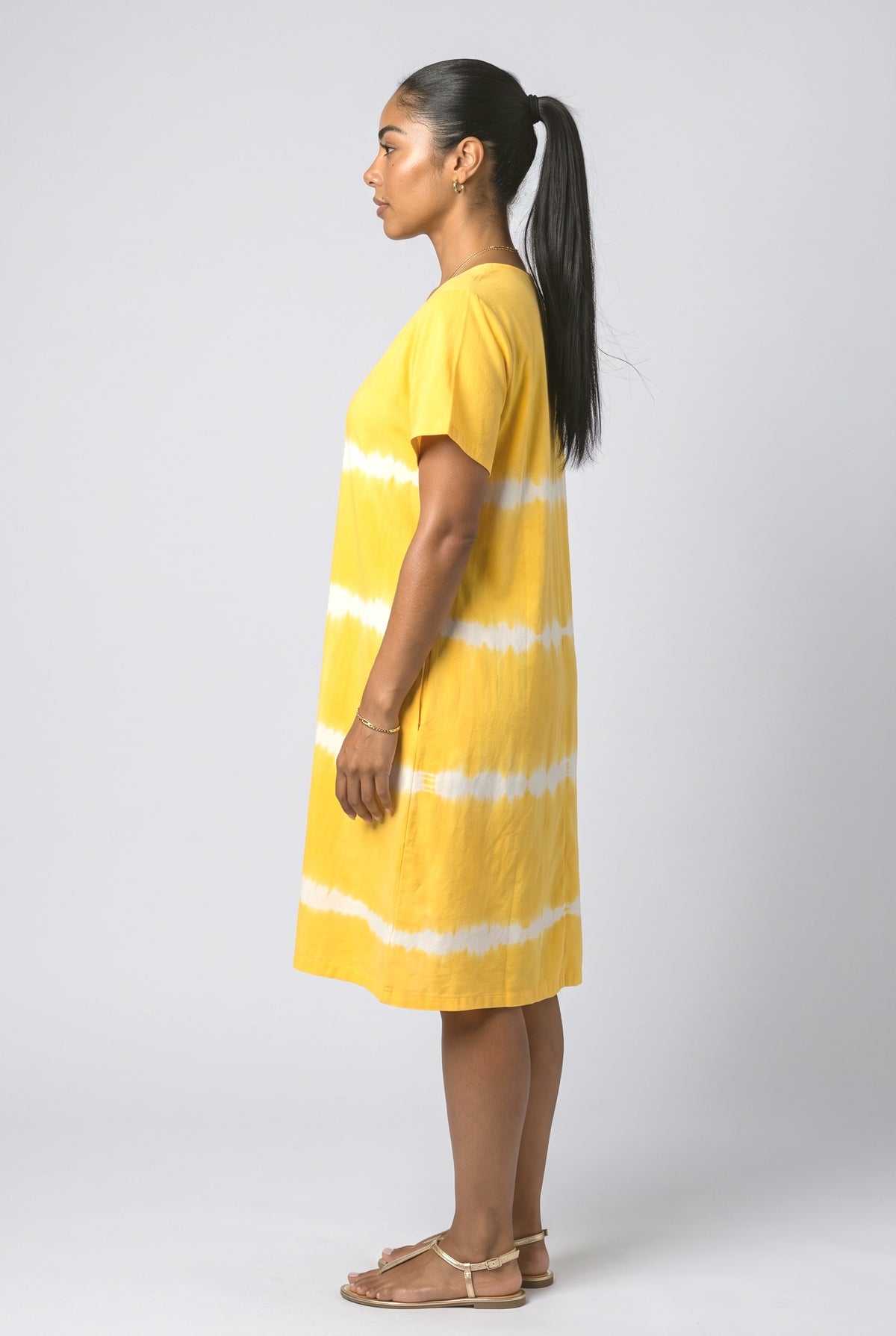 V-Neck Tie-Dye Short Sleeve Summer Dress, back view