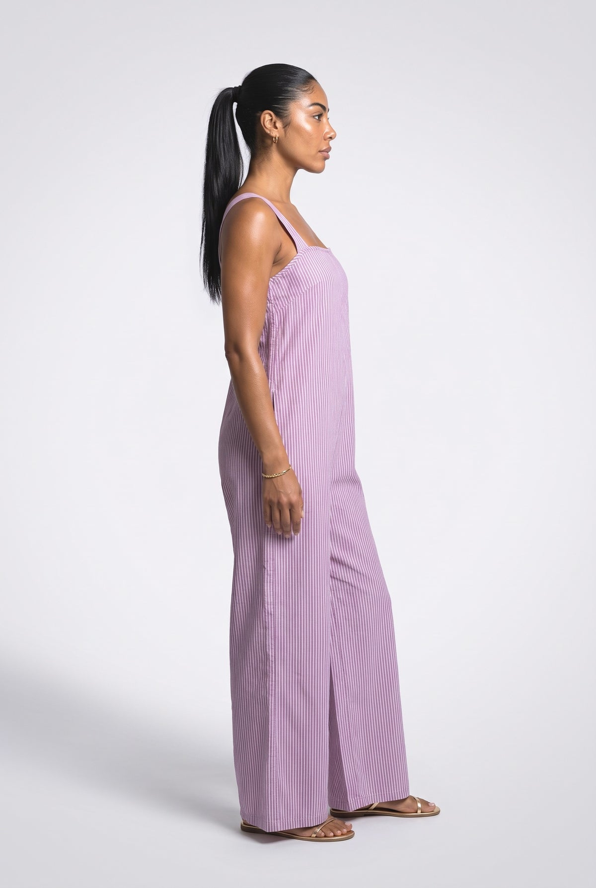 Striped Jumpsuit, back view