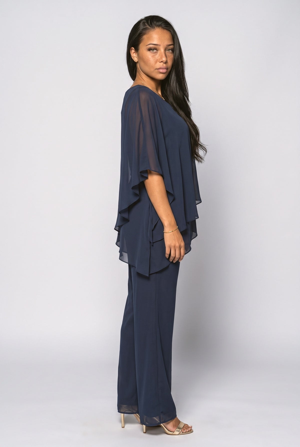 Chiffon Asymmetric Two Piece Outfit, back view