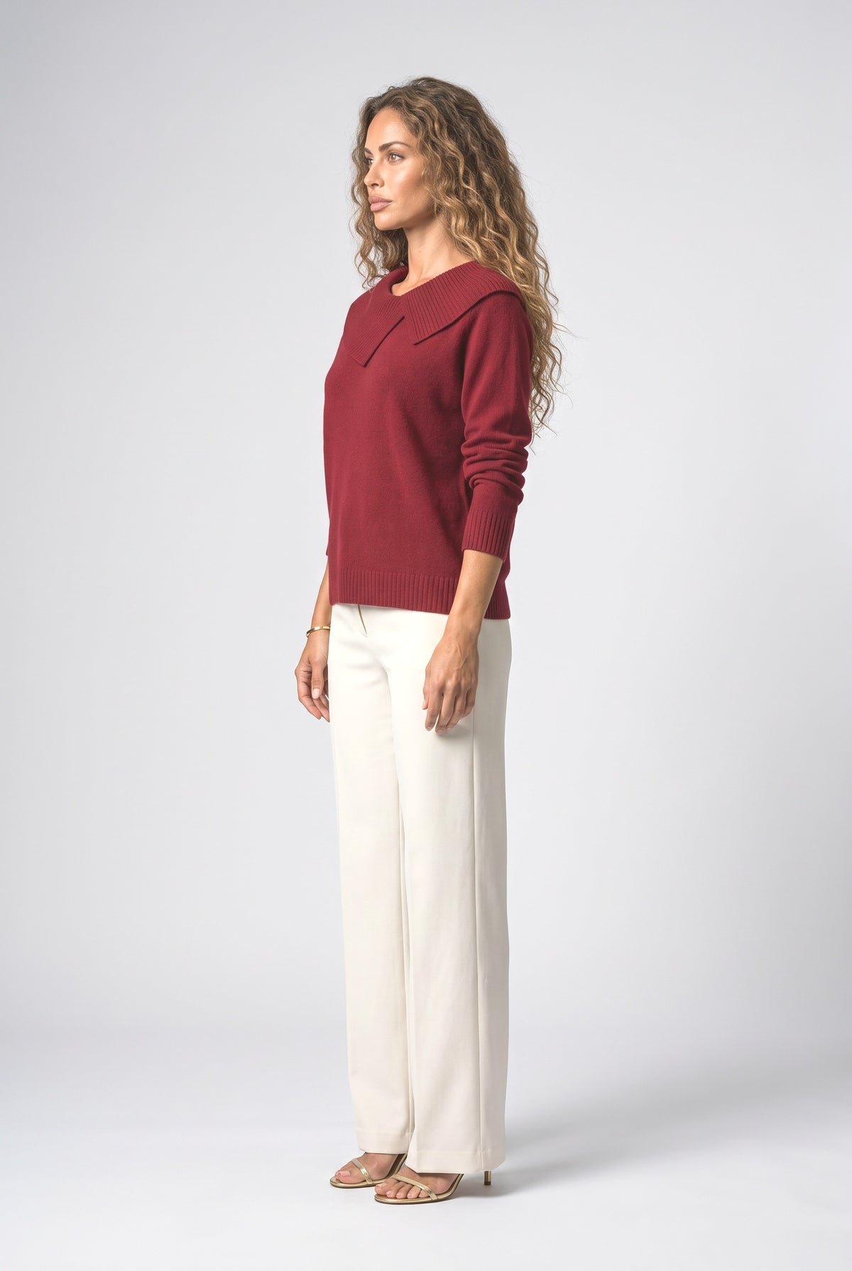Knit Asymmetric Pullover Sweater, back view