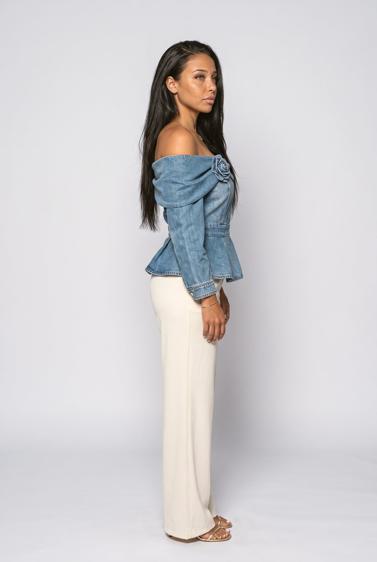 Blue Off-Shoulder Blouse, back view