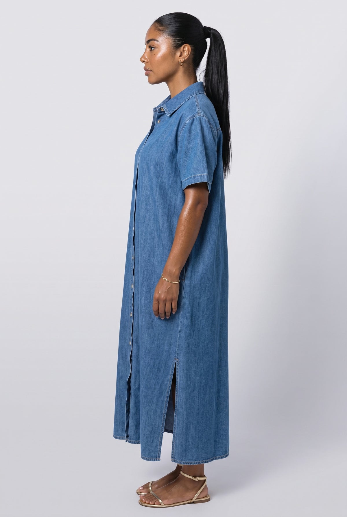 Blue Oversized Summer Dress, back view