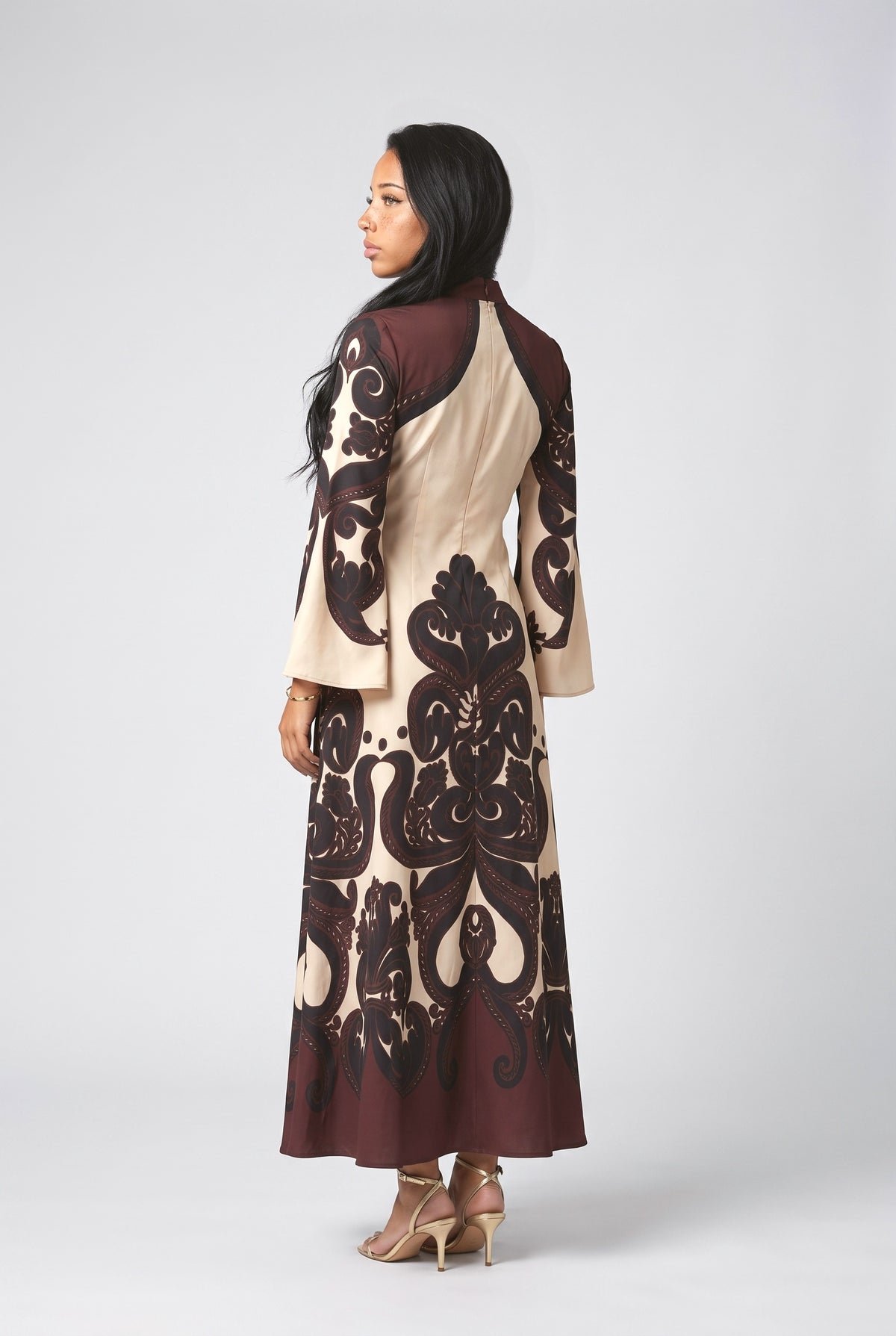 Dramatic Print Pattern Maxi Dress, back view