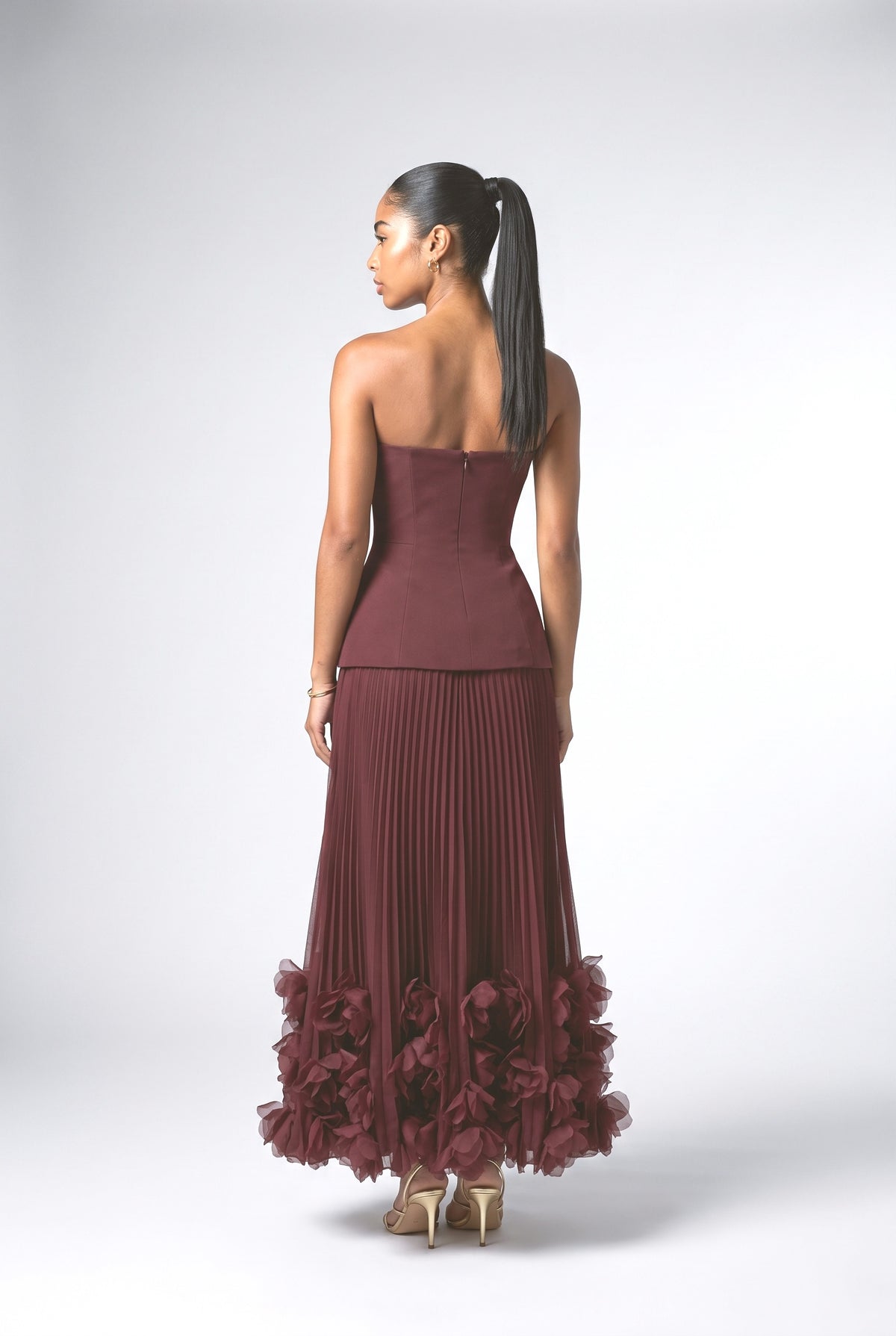 Petal Design Maxi Dress, back view