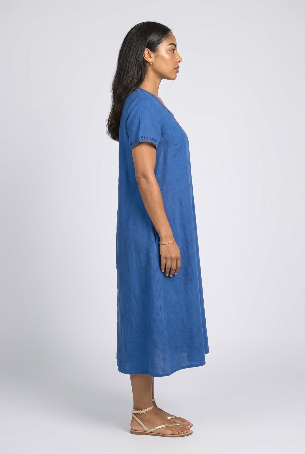 Linen Midi Dress, back view