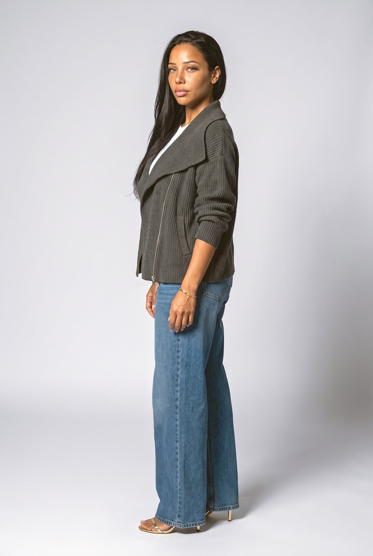 Knit Oversized Bomber Jacket, back view