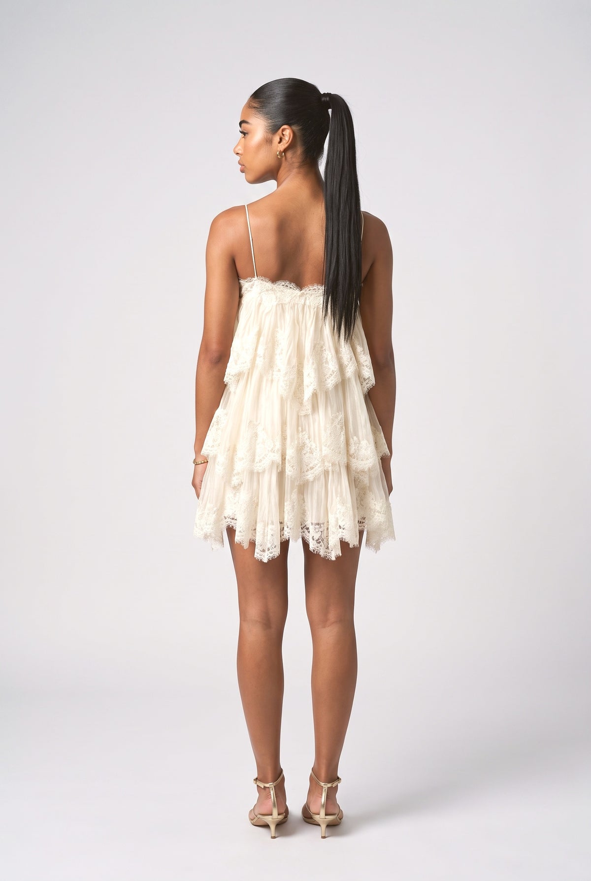 Lace Strappy Mini Dress, back view