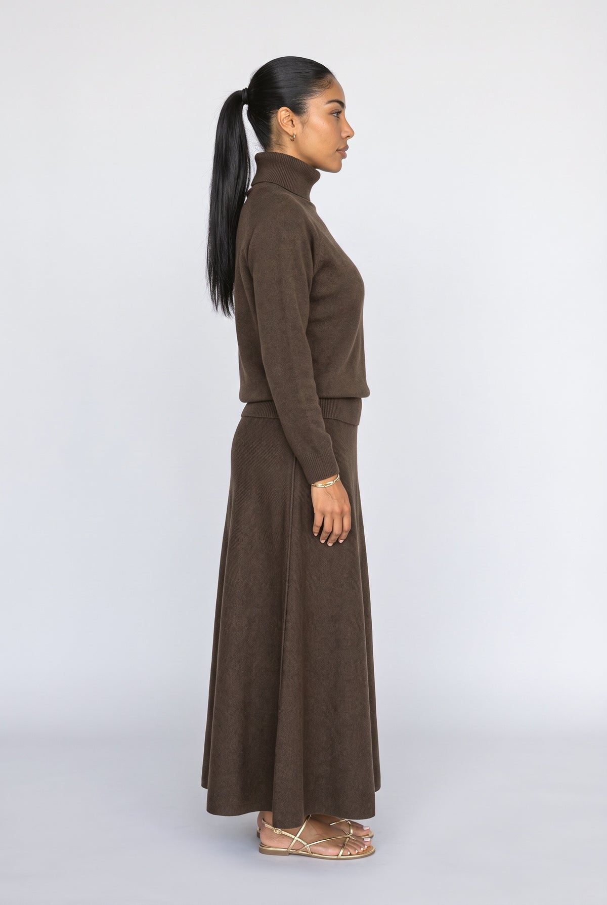 Turtleneck Skirt Set, back view