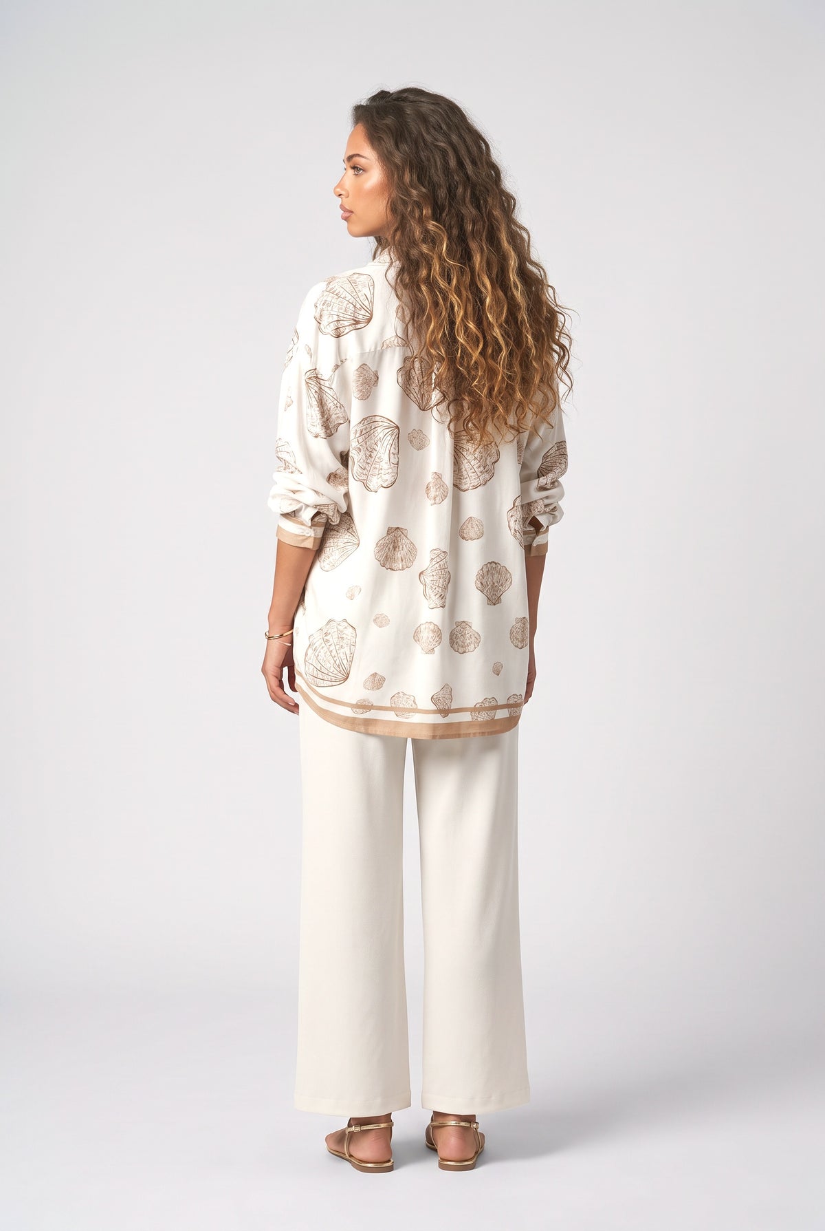 Vacation Shell Print Loose Shirt, back view