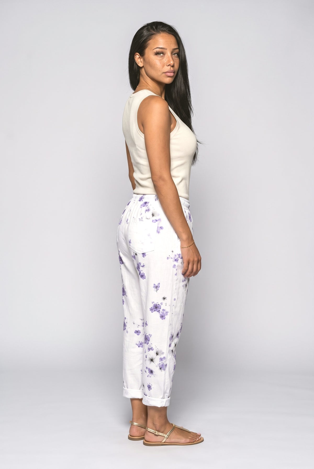 Print Wide Leg Pants, back view