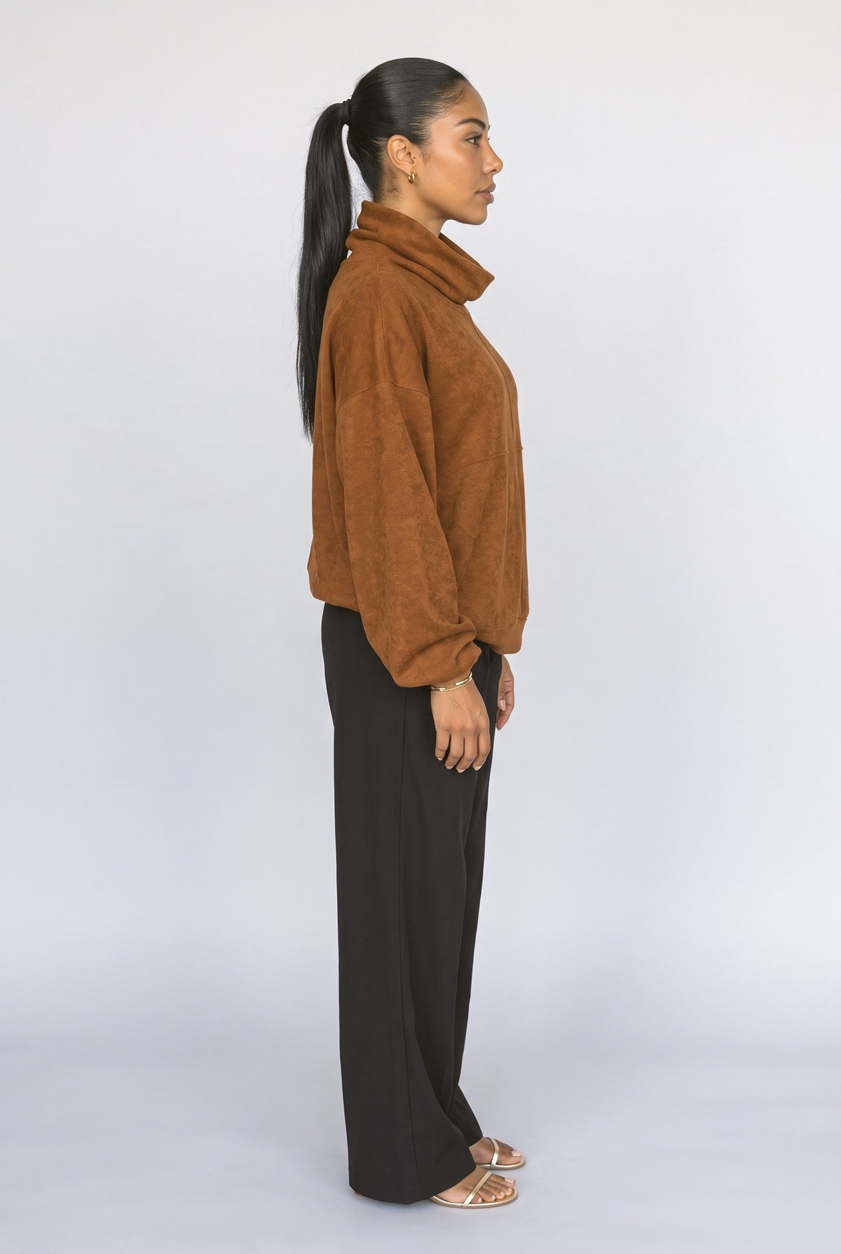 Cowl Neck Oversized Pullover Sweater, back view