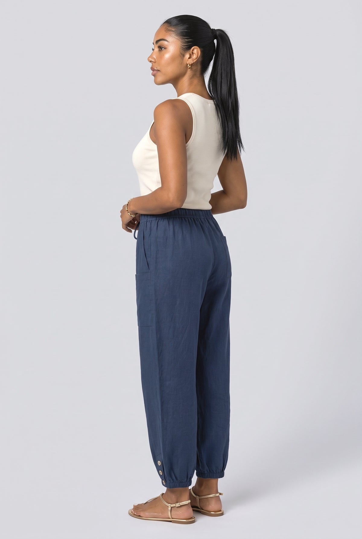 Linen Wide Leg Pants, back view