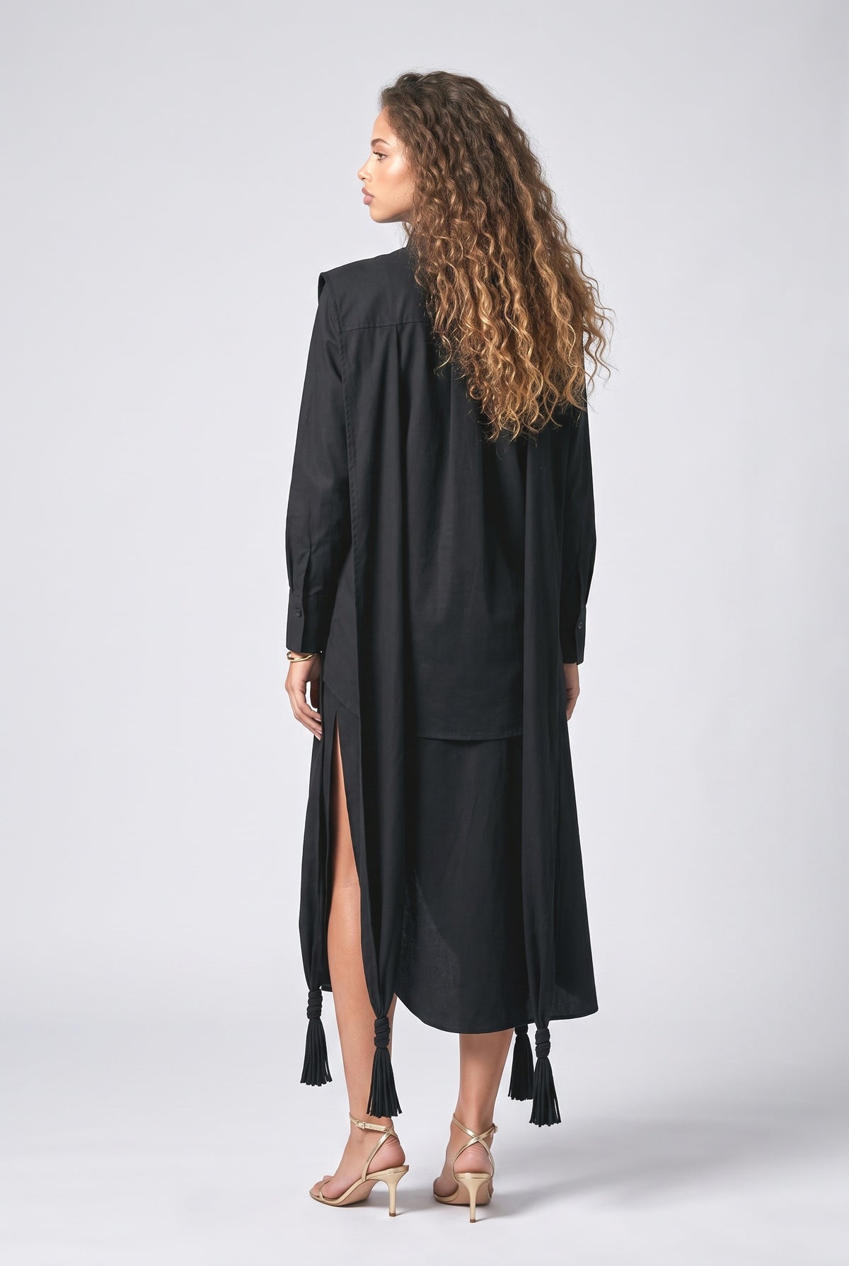 Black Draped Outfit Set, back view