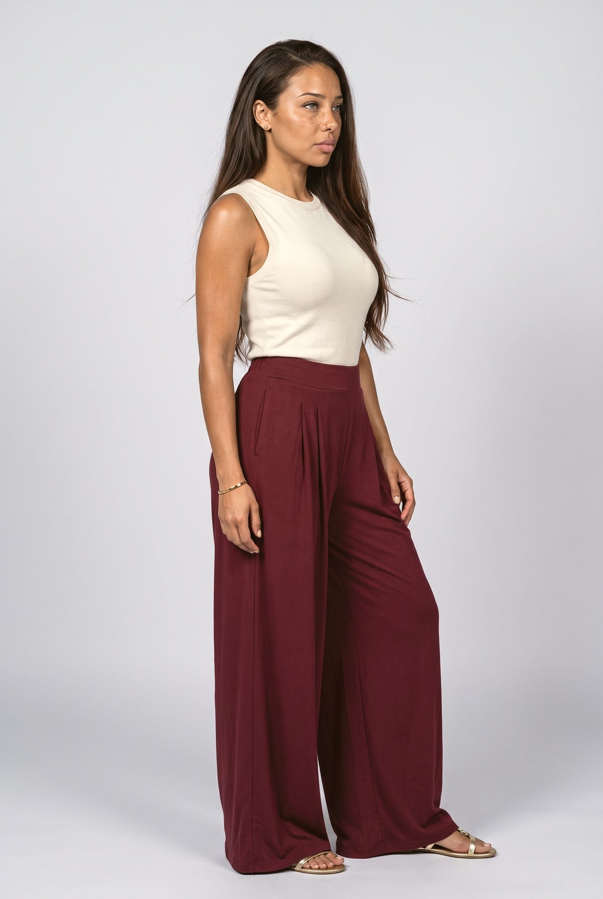Pleated Palazzo Pants, back view