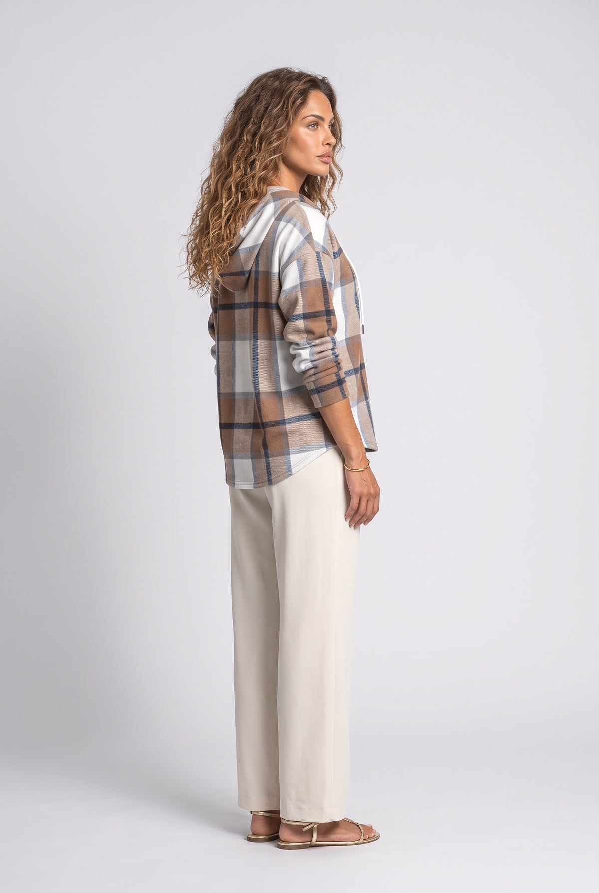 V-Neck Plaid Hoodie, back view