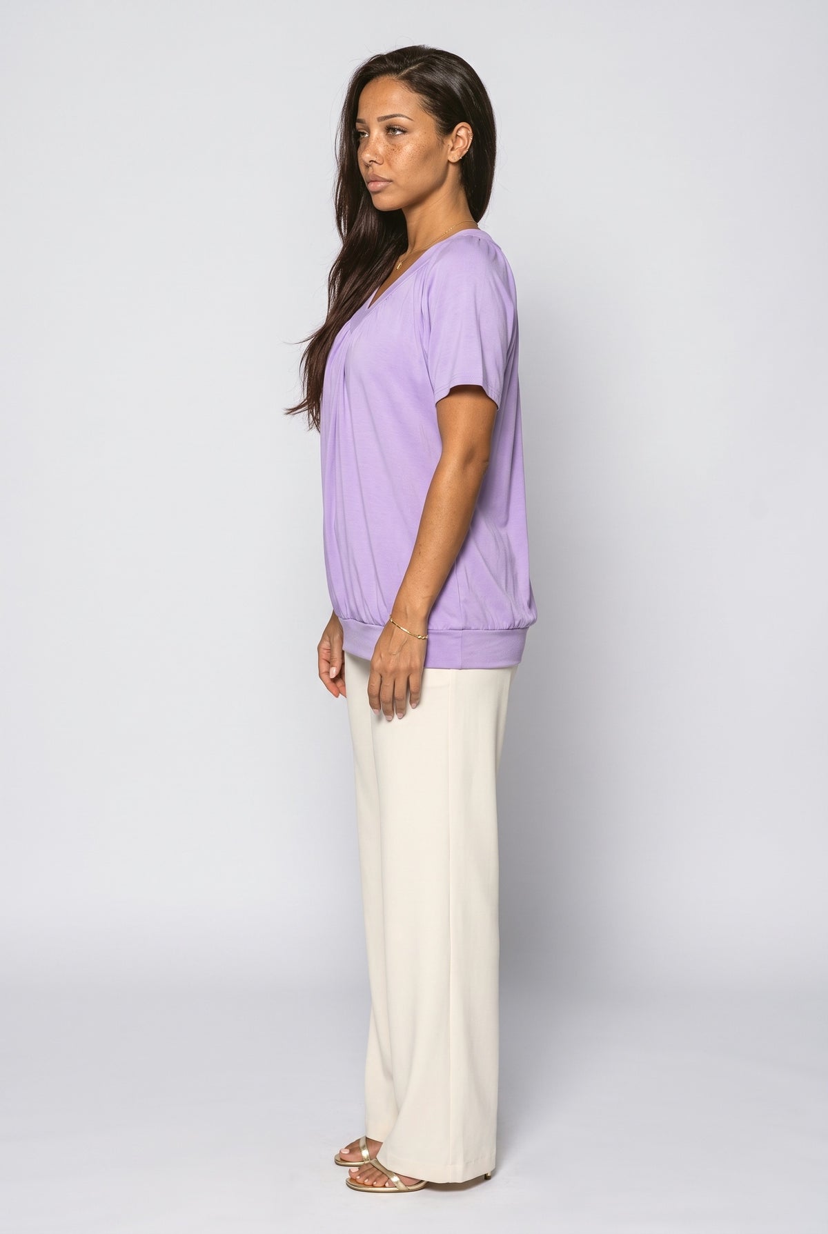 V-Neck Pleated Blouse, back view