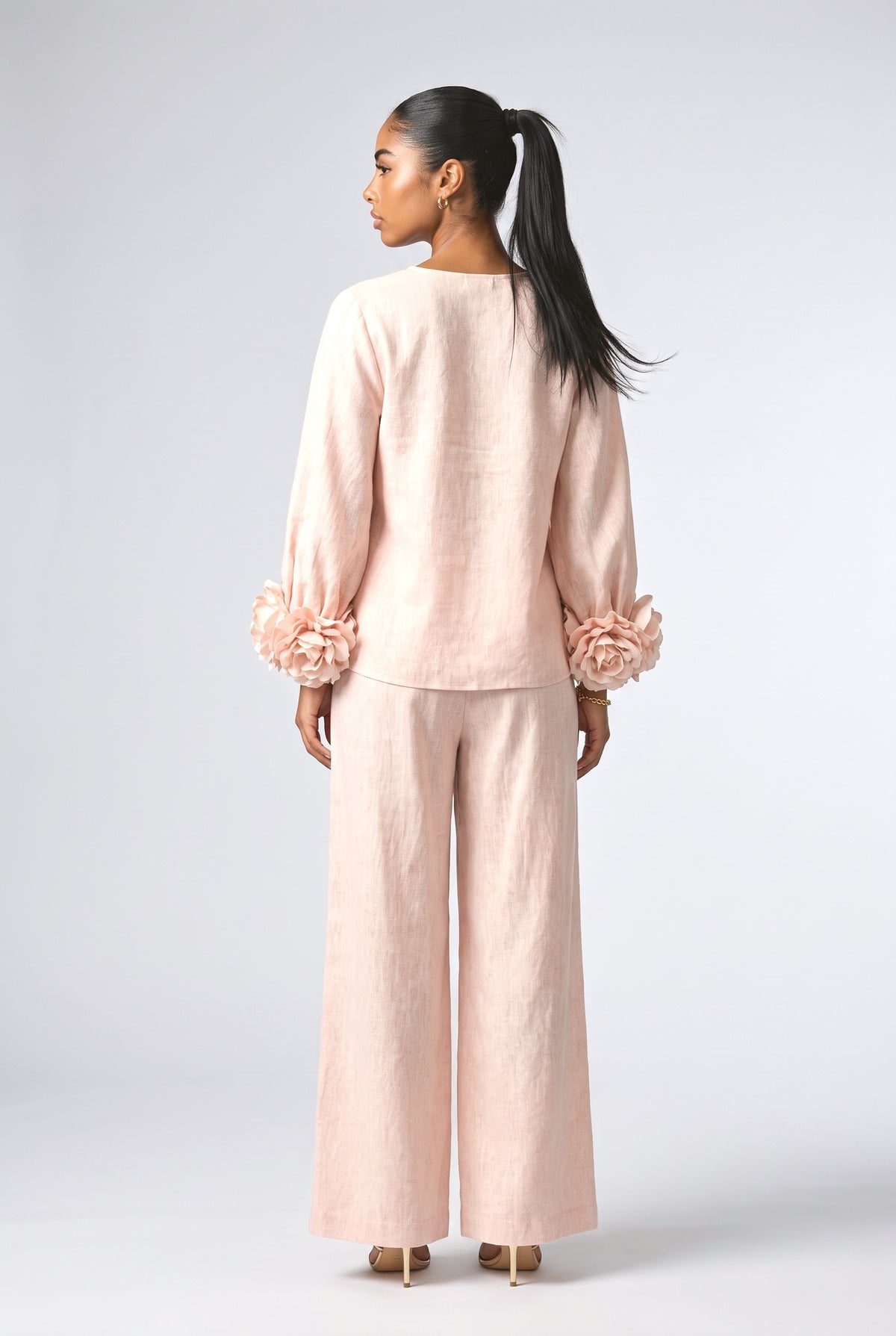 Floral Long Sleeve Outfit Set, back view