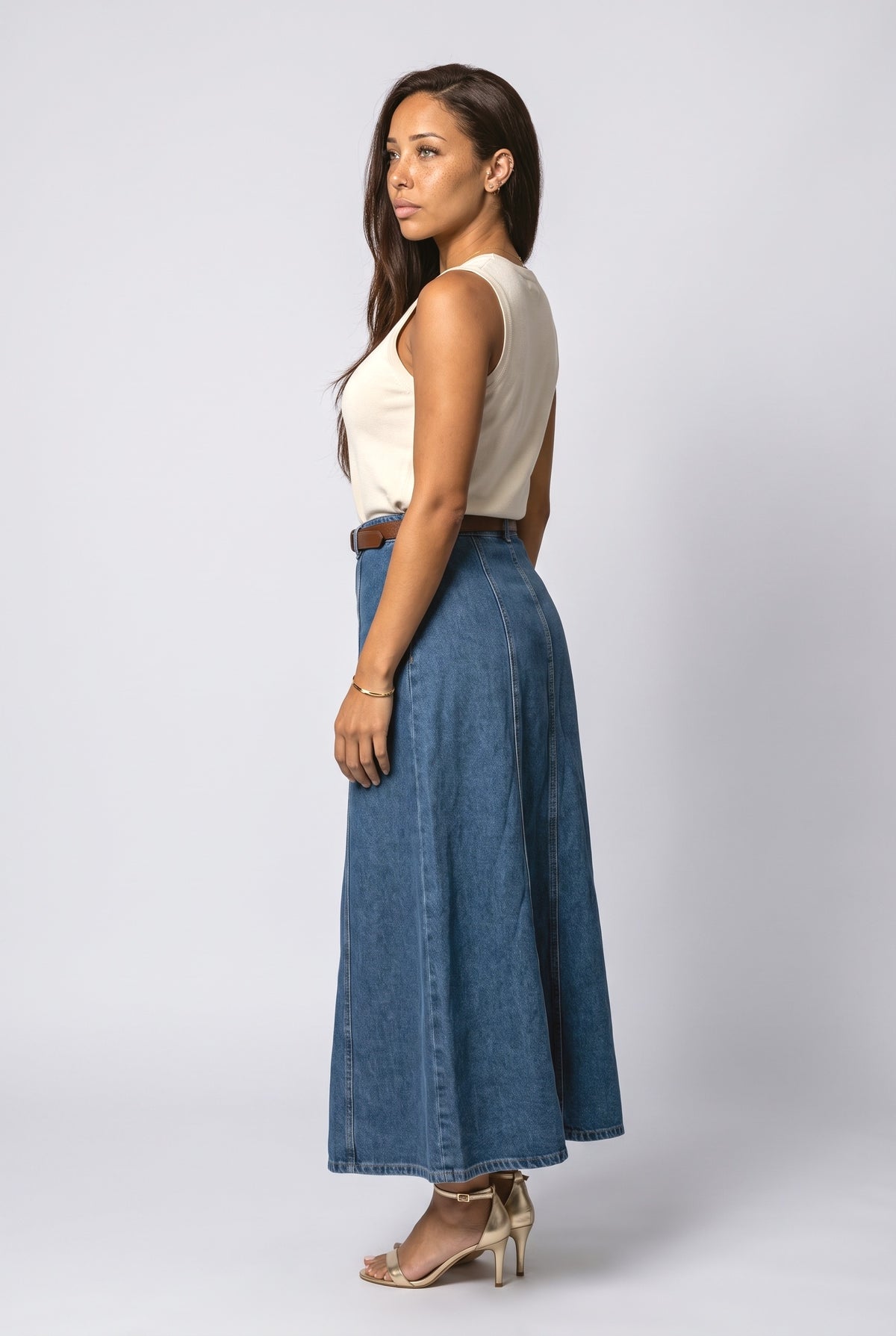 Denim Maxi Skirt, back view