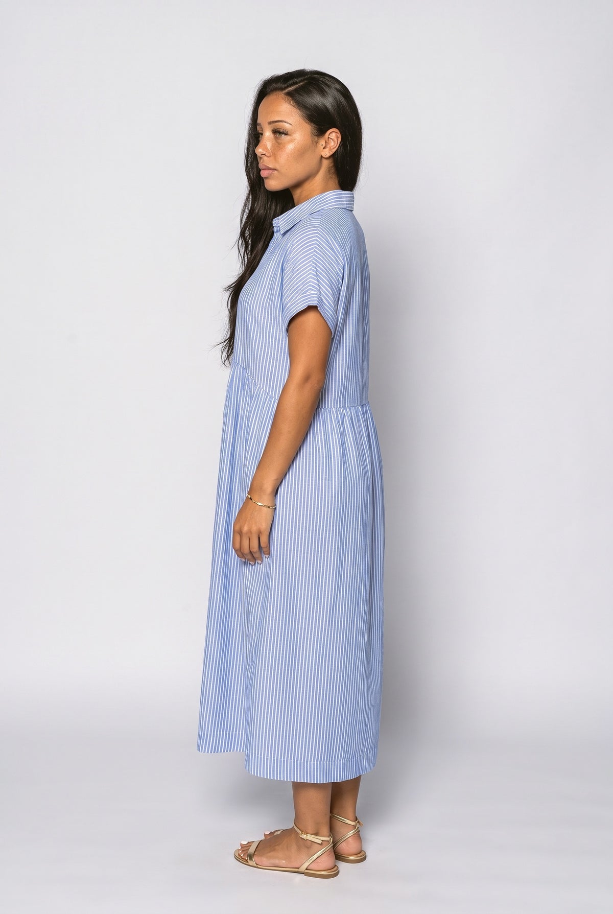 Striped Midi Dress, back view