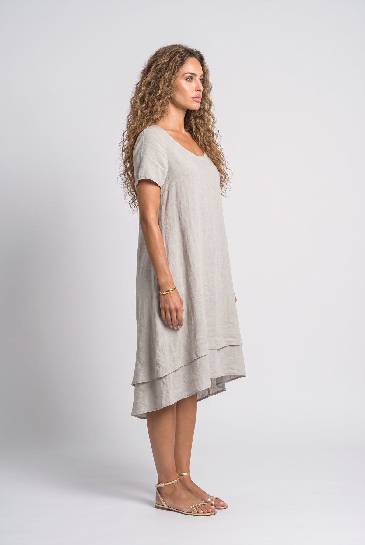 Linen A-Line Summer Dress, back view