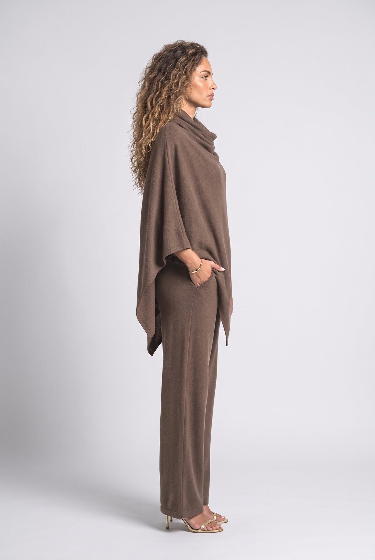 Cowl Neck Draped Two Piece Outfit, back view
