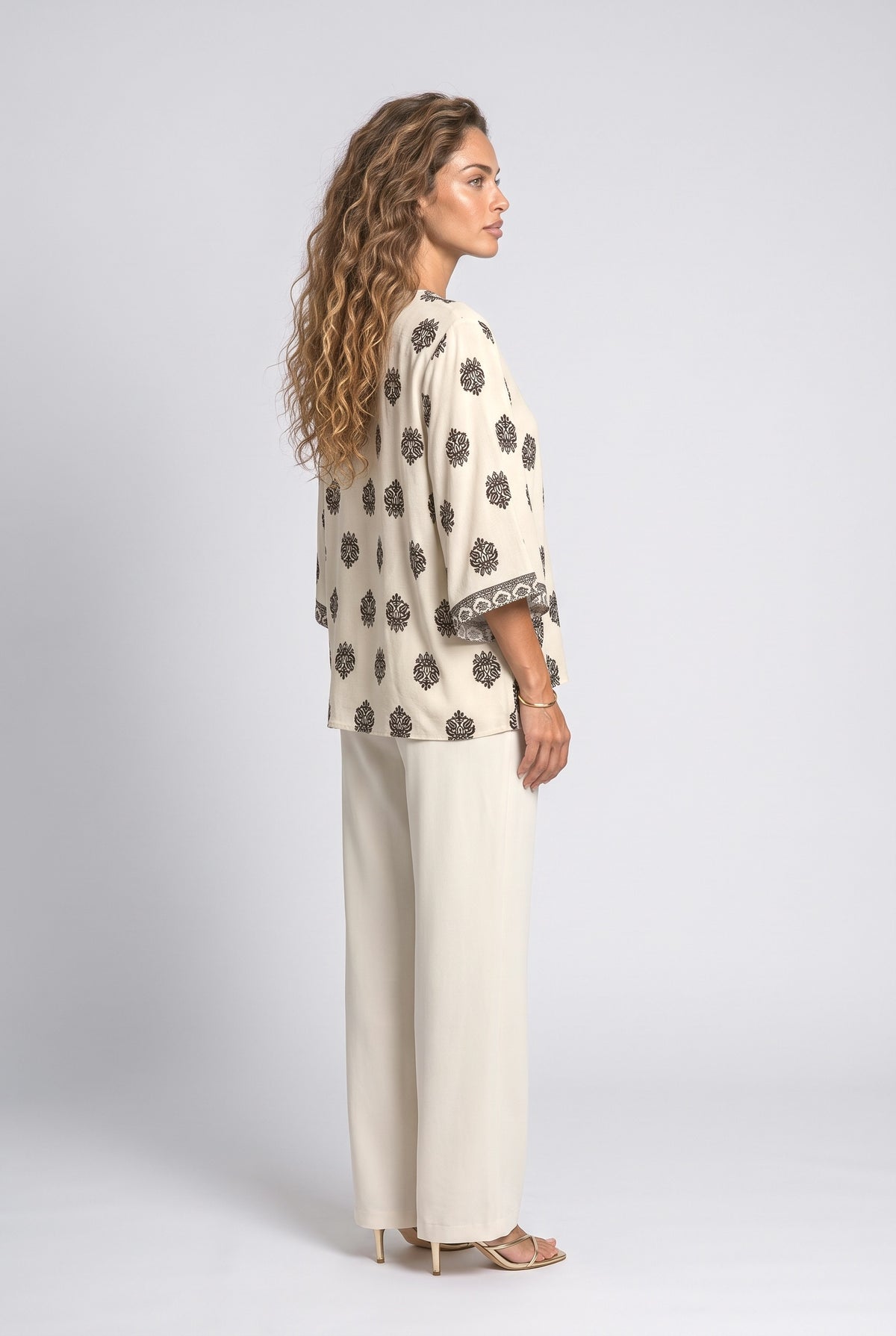 Orange V-Neck Blouse, back view