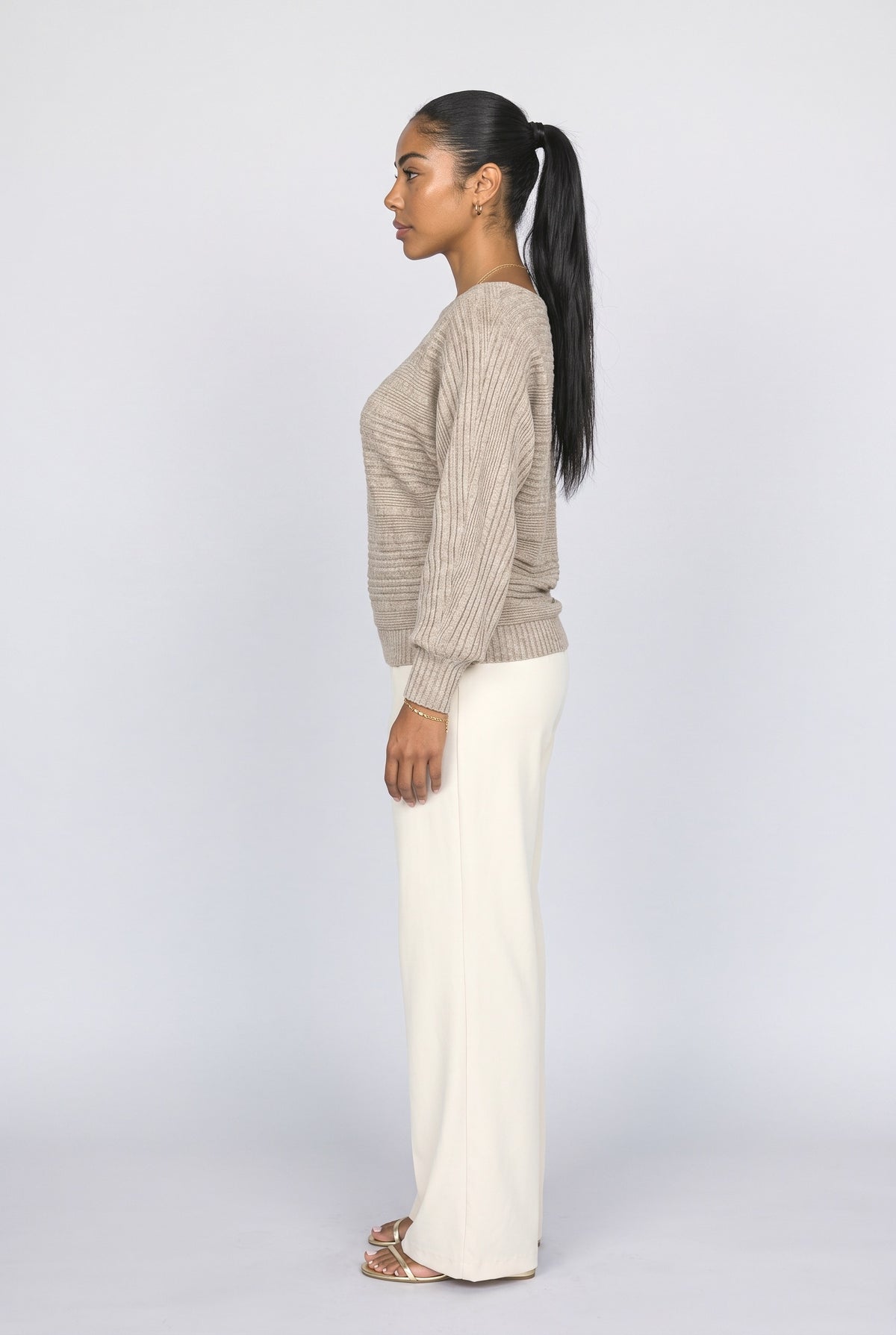 Striped Long Sleeve Knit Top, back view