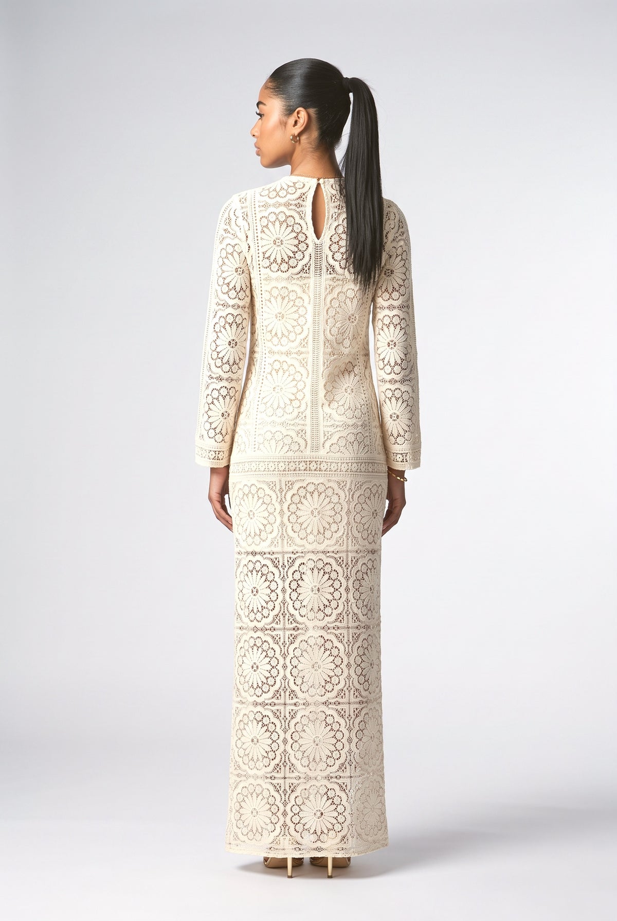 Cutout Knit Floor-Length Maxi Dress, back view