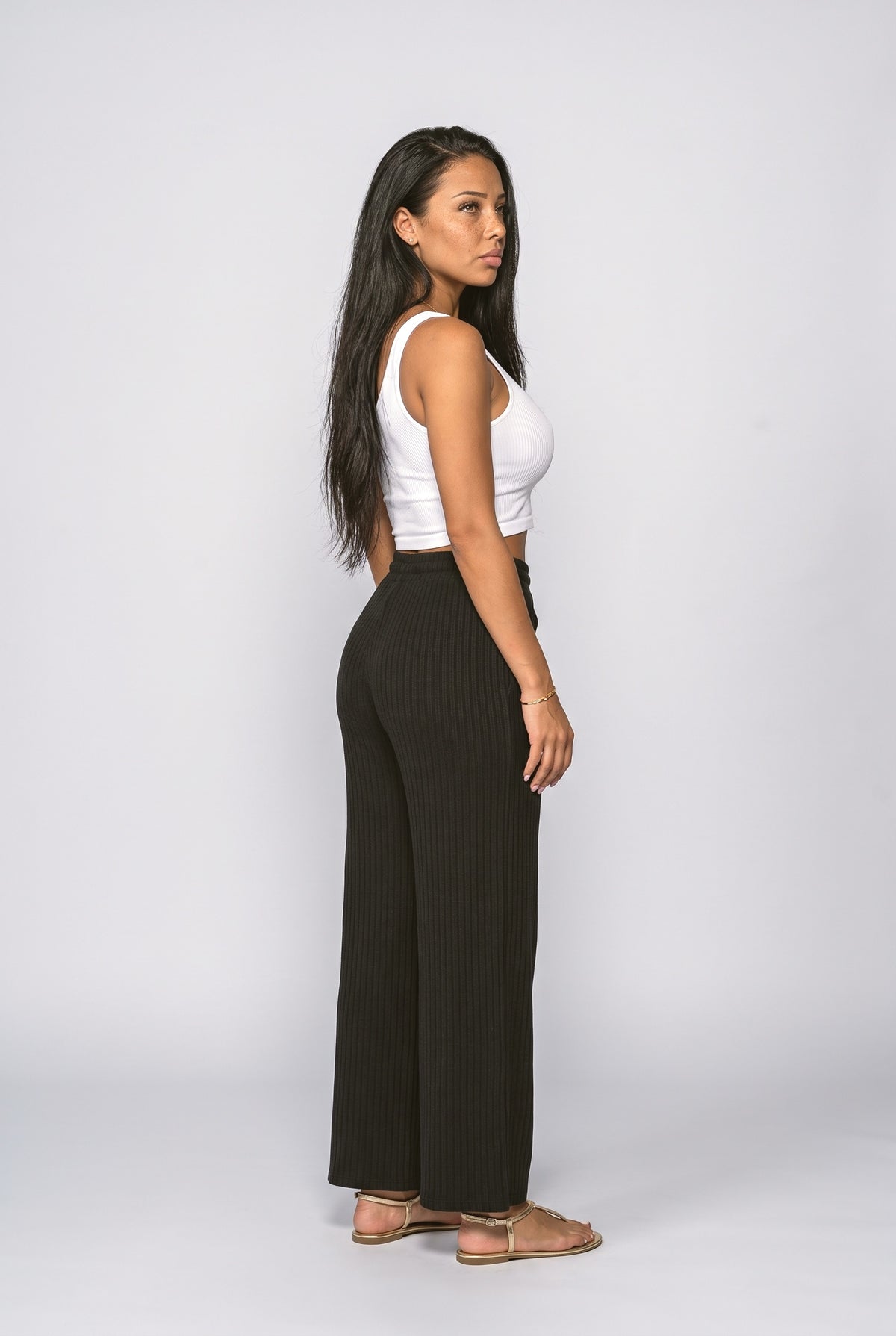 Knit Wide Leg Pants, back view