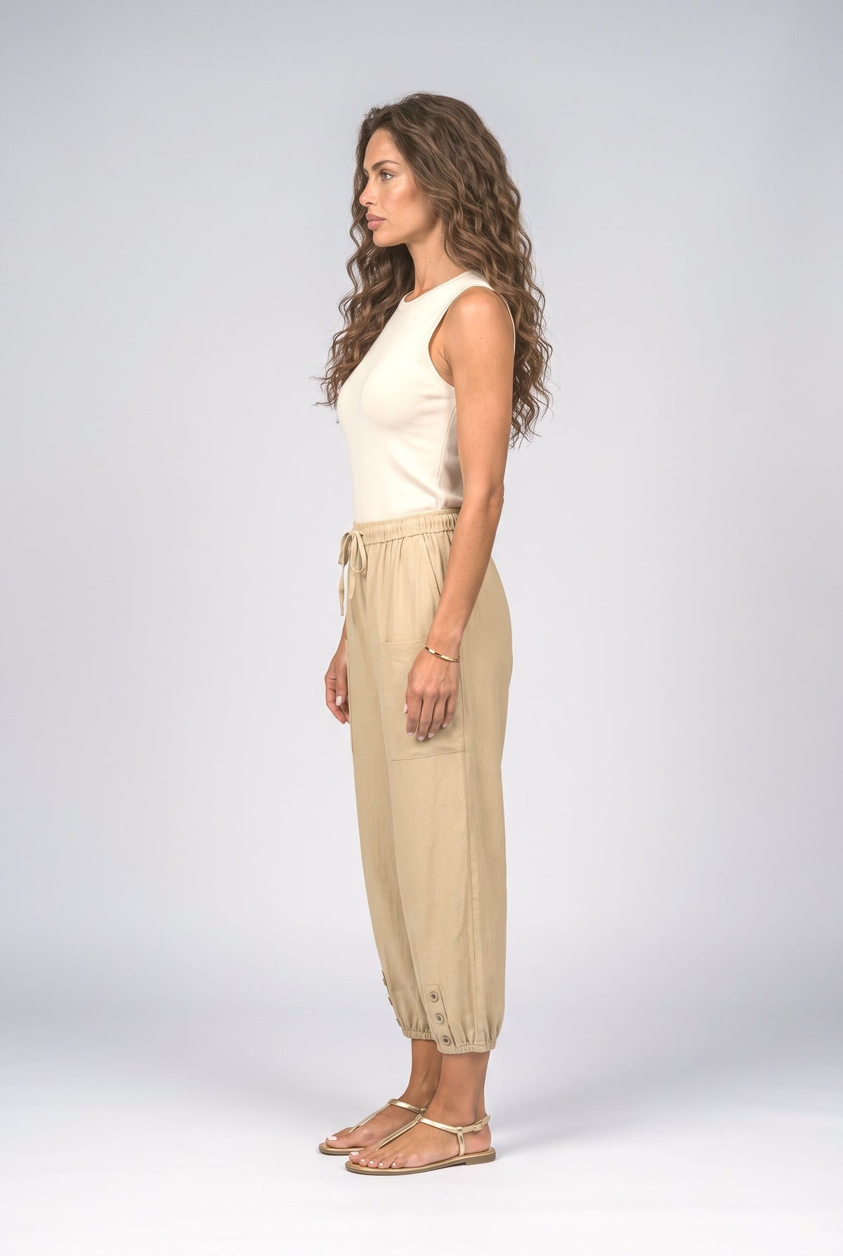 Linen Wide Leg Pants, back view