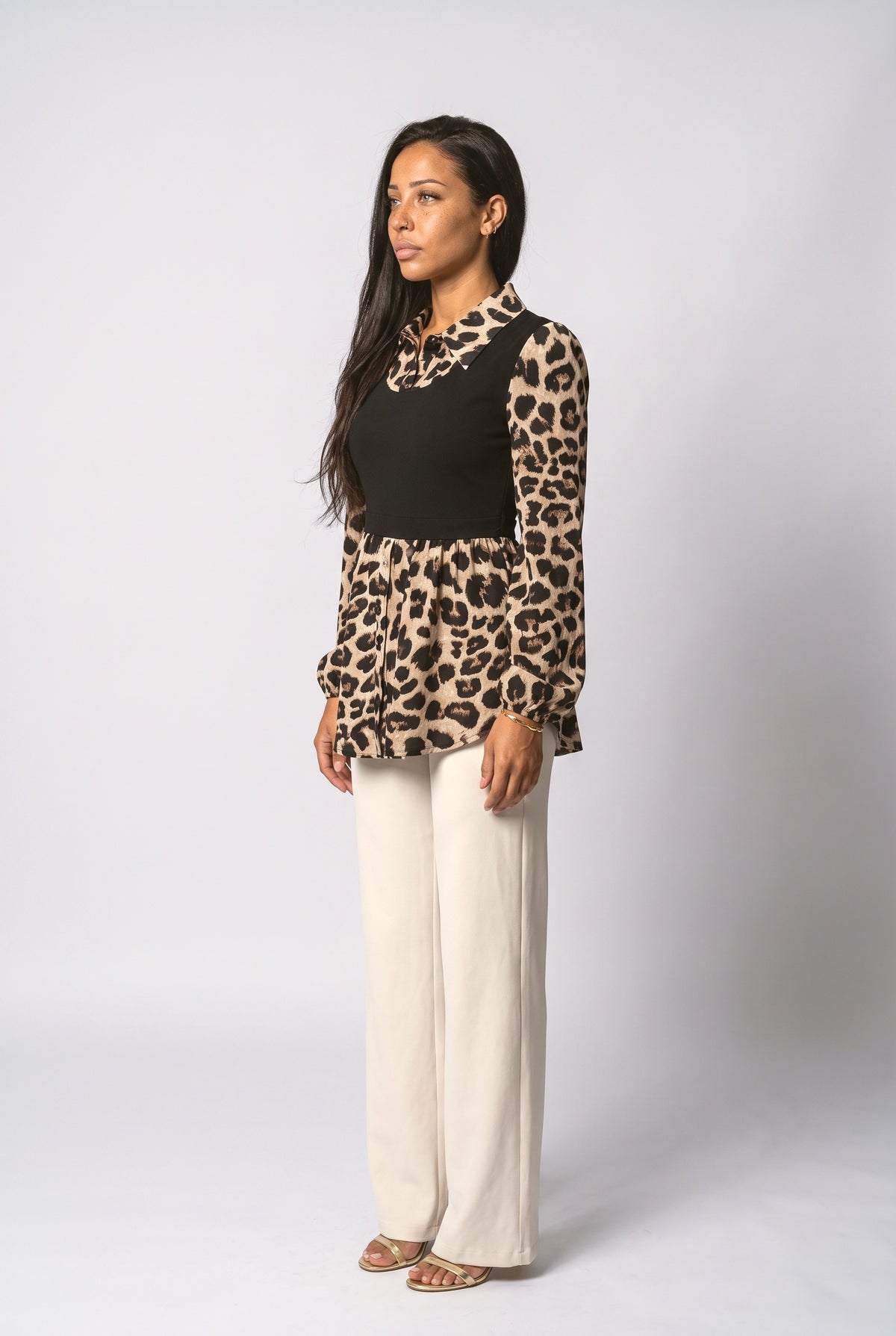 Black Leopard Blouse, back view