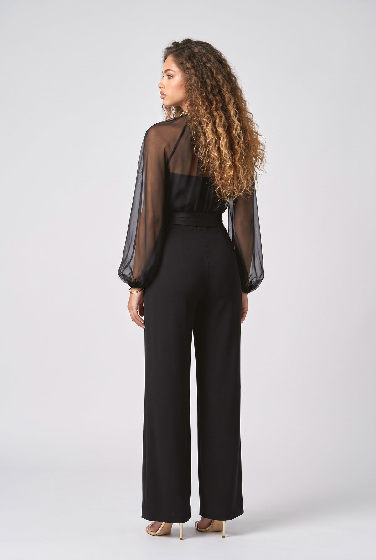 Black Sheer Strapless Jumpsuit, back view