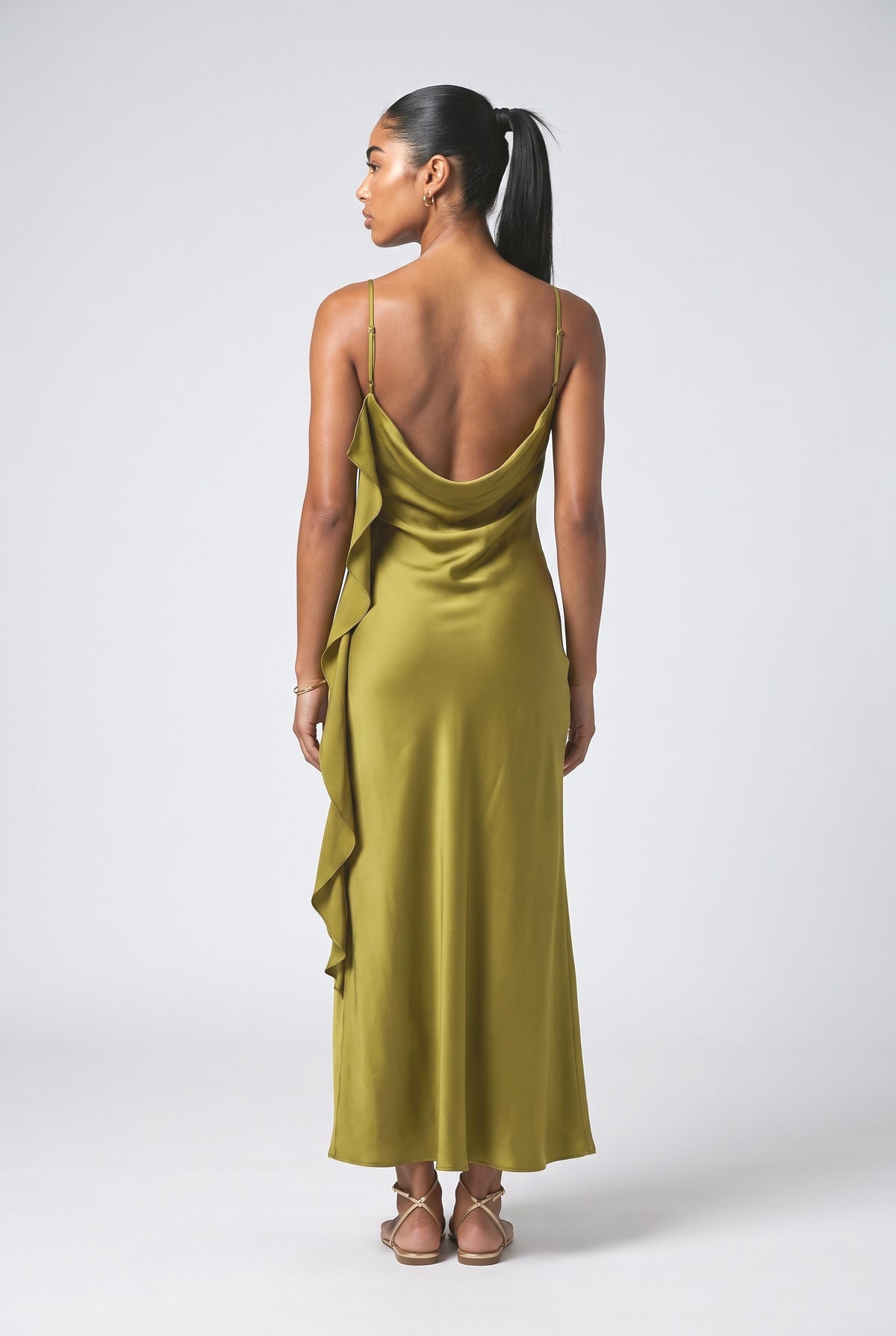 Green Bordeaux Maxi Dress, back view