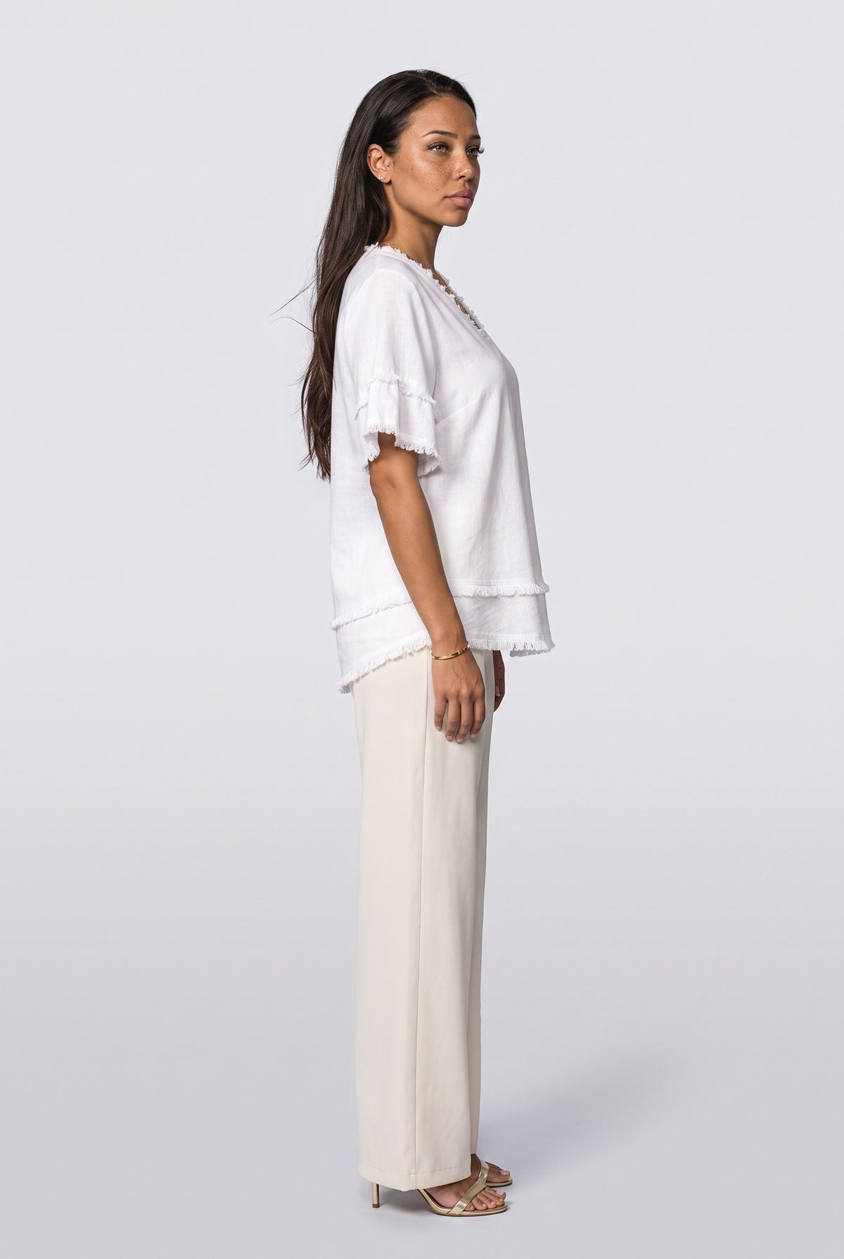 V-Neck Fringe Blouse, back view