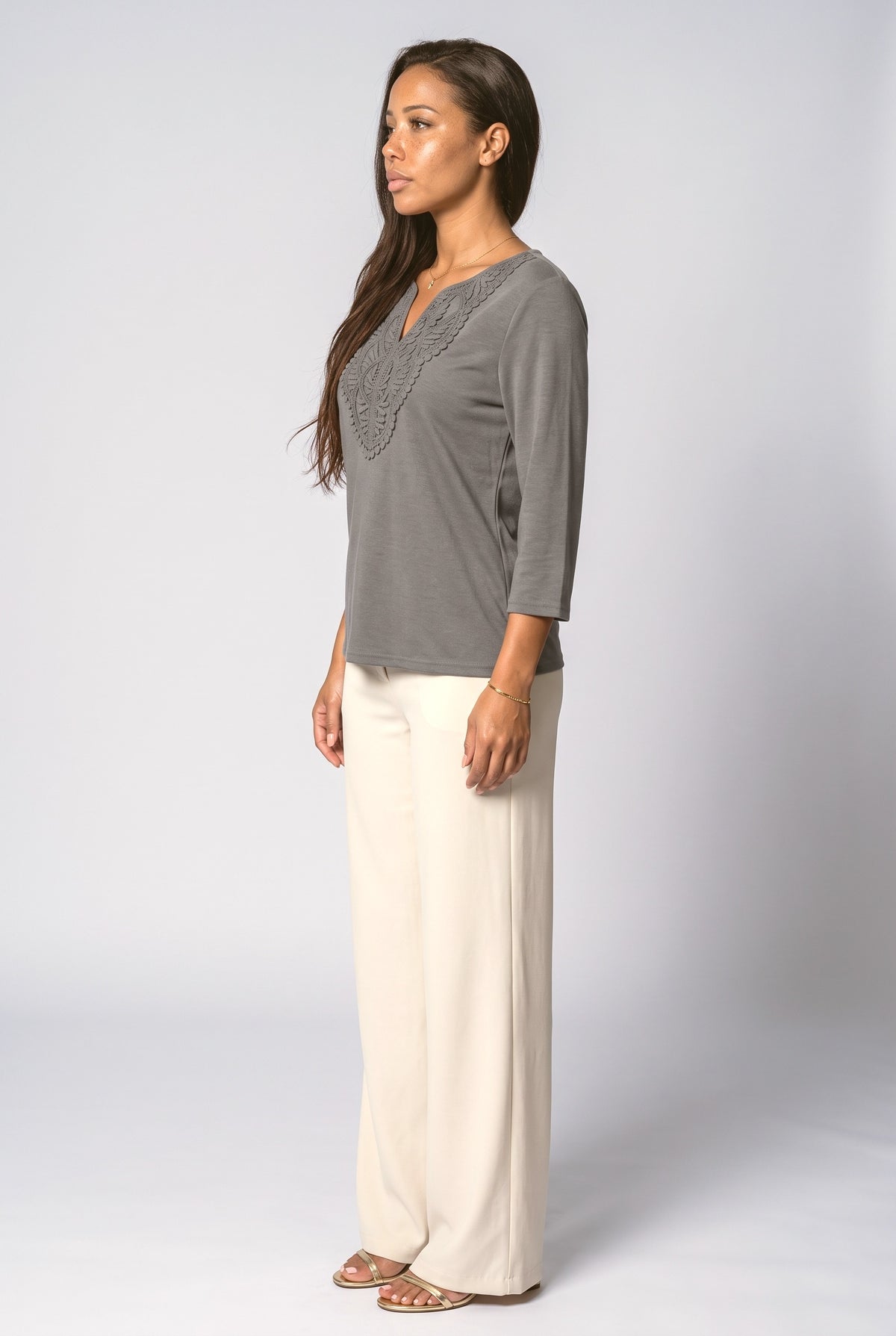 Lace V-Neck Blouse, back view