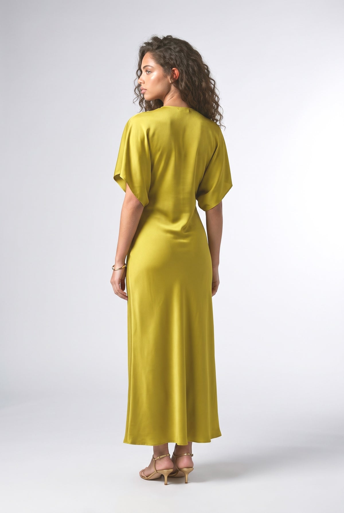 Green Cutout Maxi Dress, back view