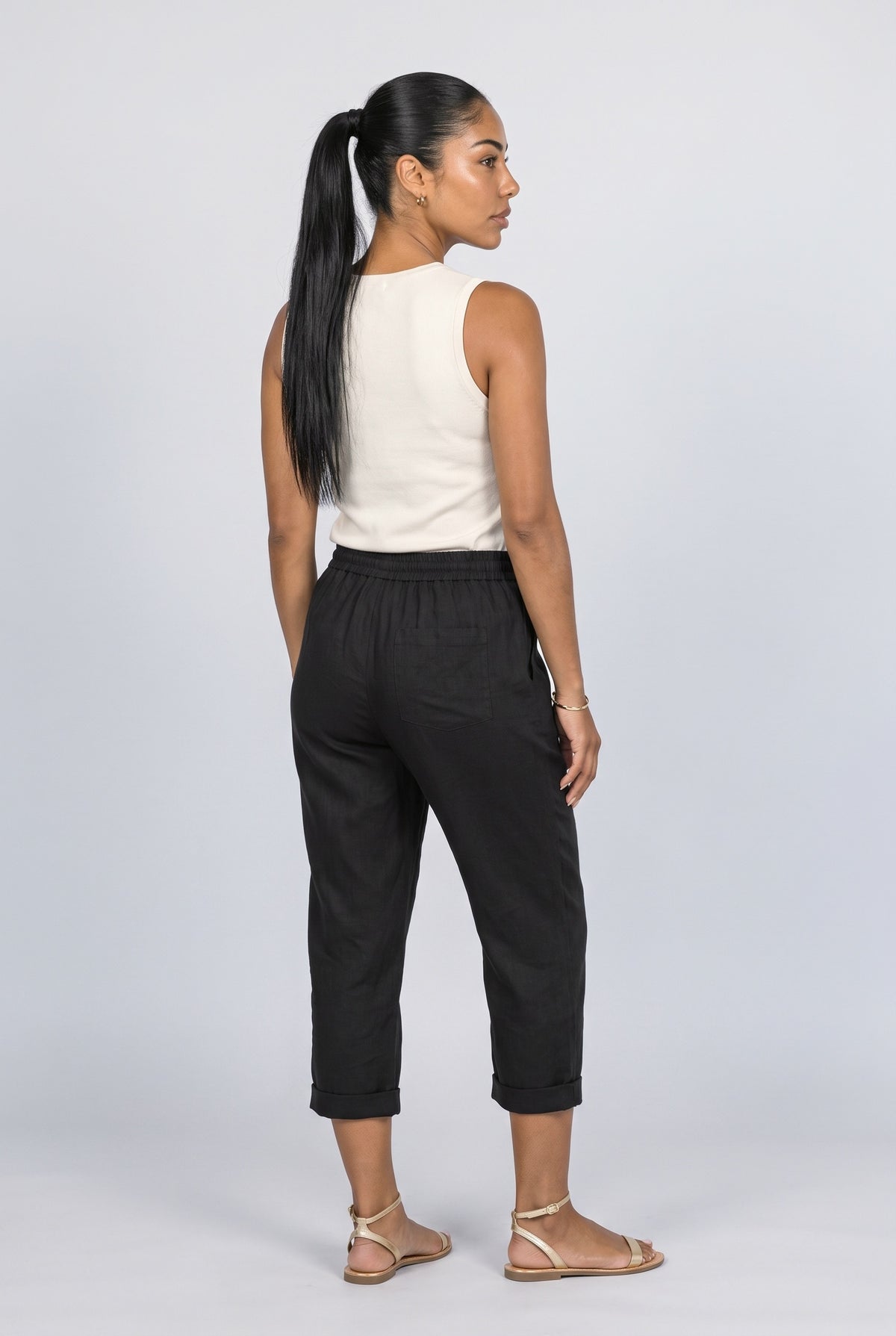 Linen Wide Leg Pants, back view