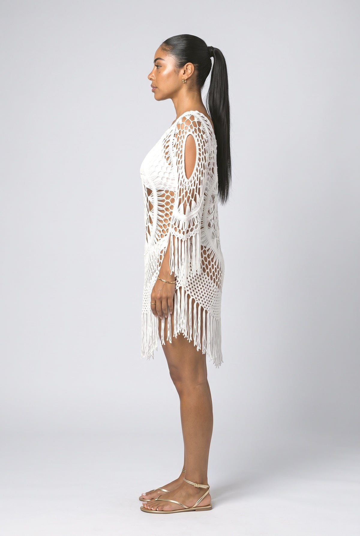 Crochet Fringe Beach Dress, back view