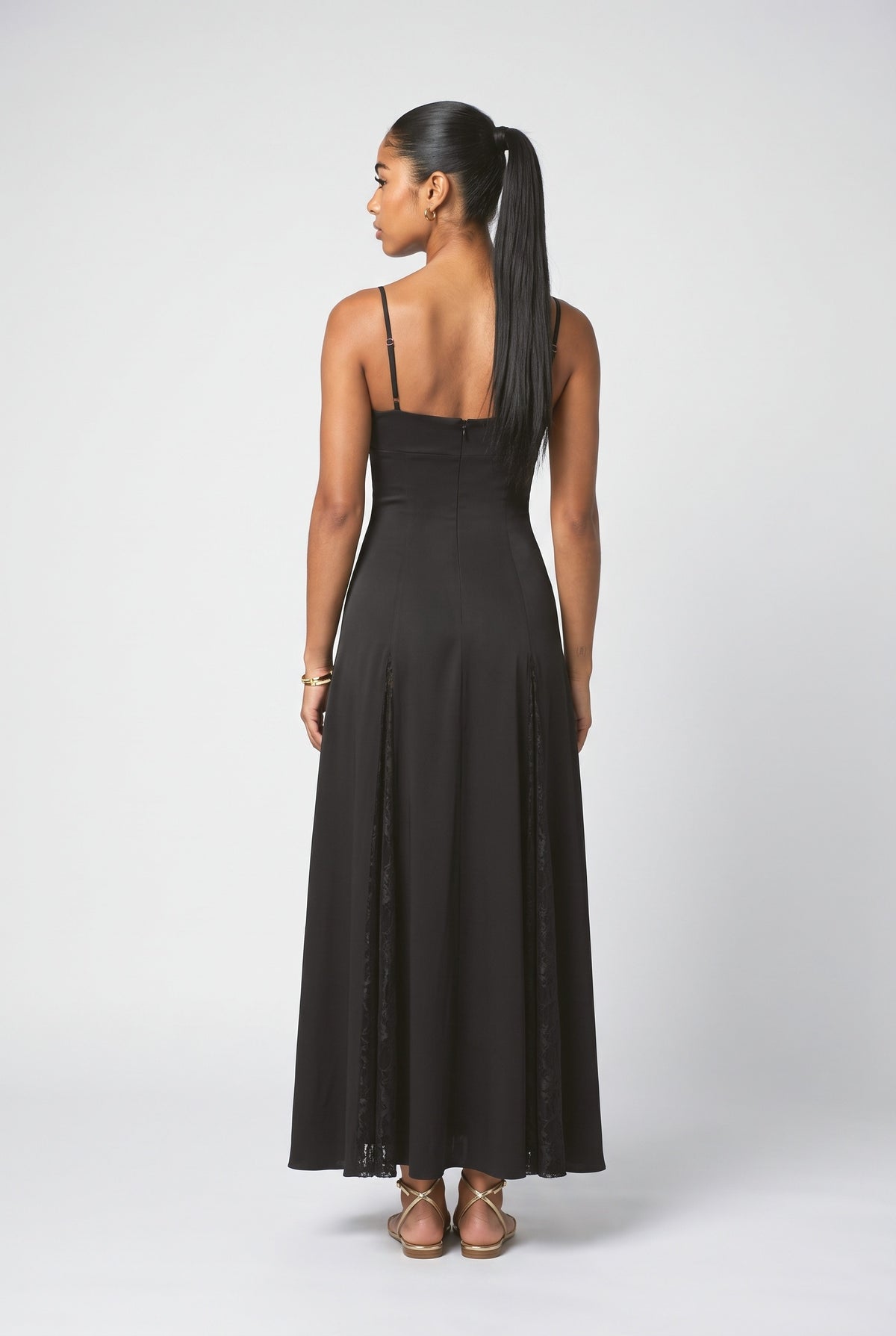 Satin Strappy Maxi Dress, back view
