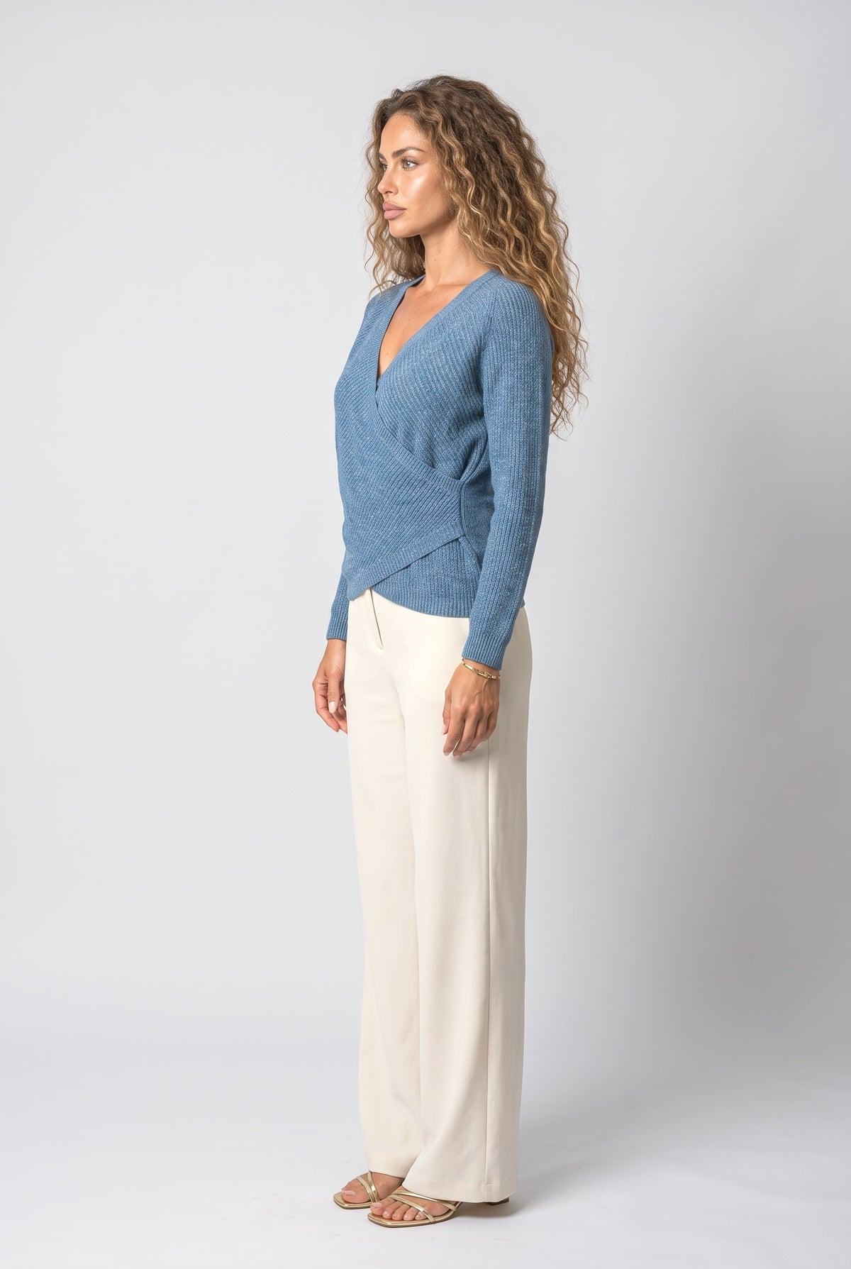 V-Neck Wrap Knit Top, back view