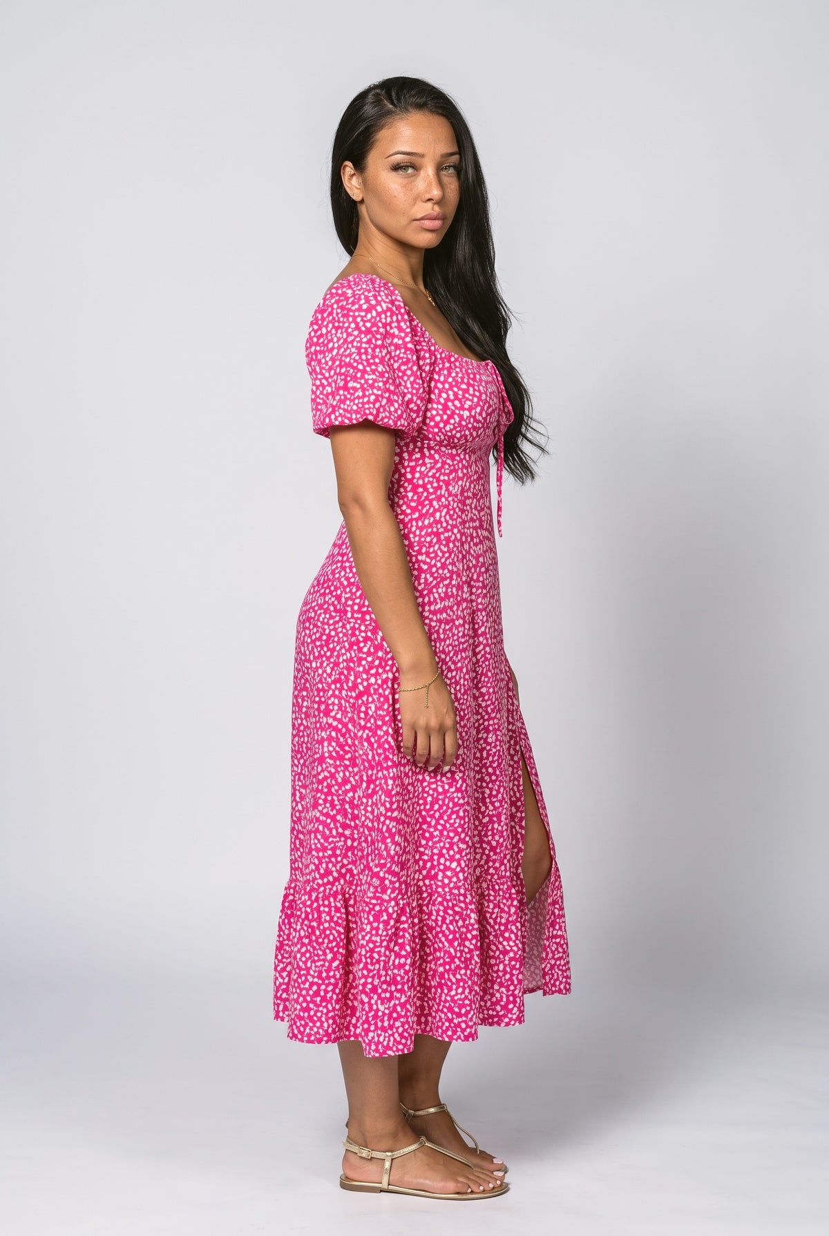 Floral Slit Midi Dress, back view